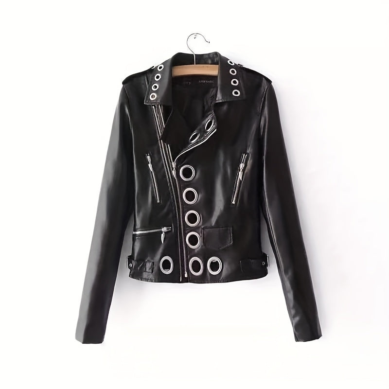 Faux Leather Moto Jacket for Polished Boutique Outfits with Faux Leather Finish