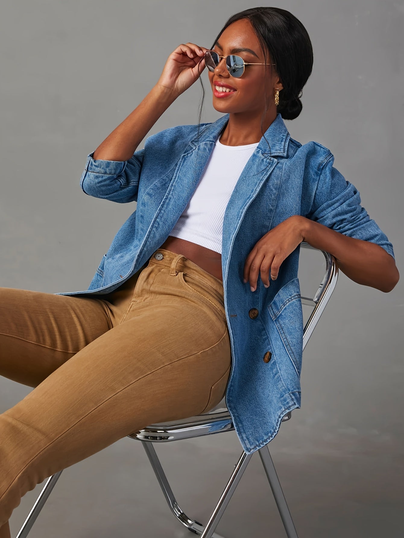 Tailored Blazer with a Refined Everyday Fit with Denim Look