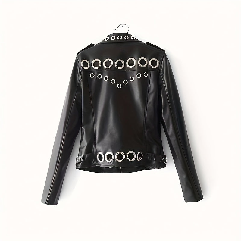 Faux Leather Moto Jacket for Polished Boutique Outfits with Faux Leather Finish
