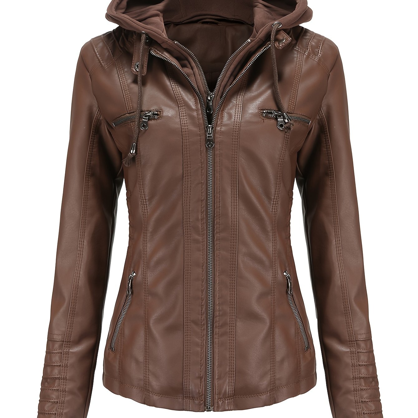 Faux Leather Jacket with a Refined Everyday Fit with Faux Leather Finish