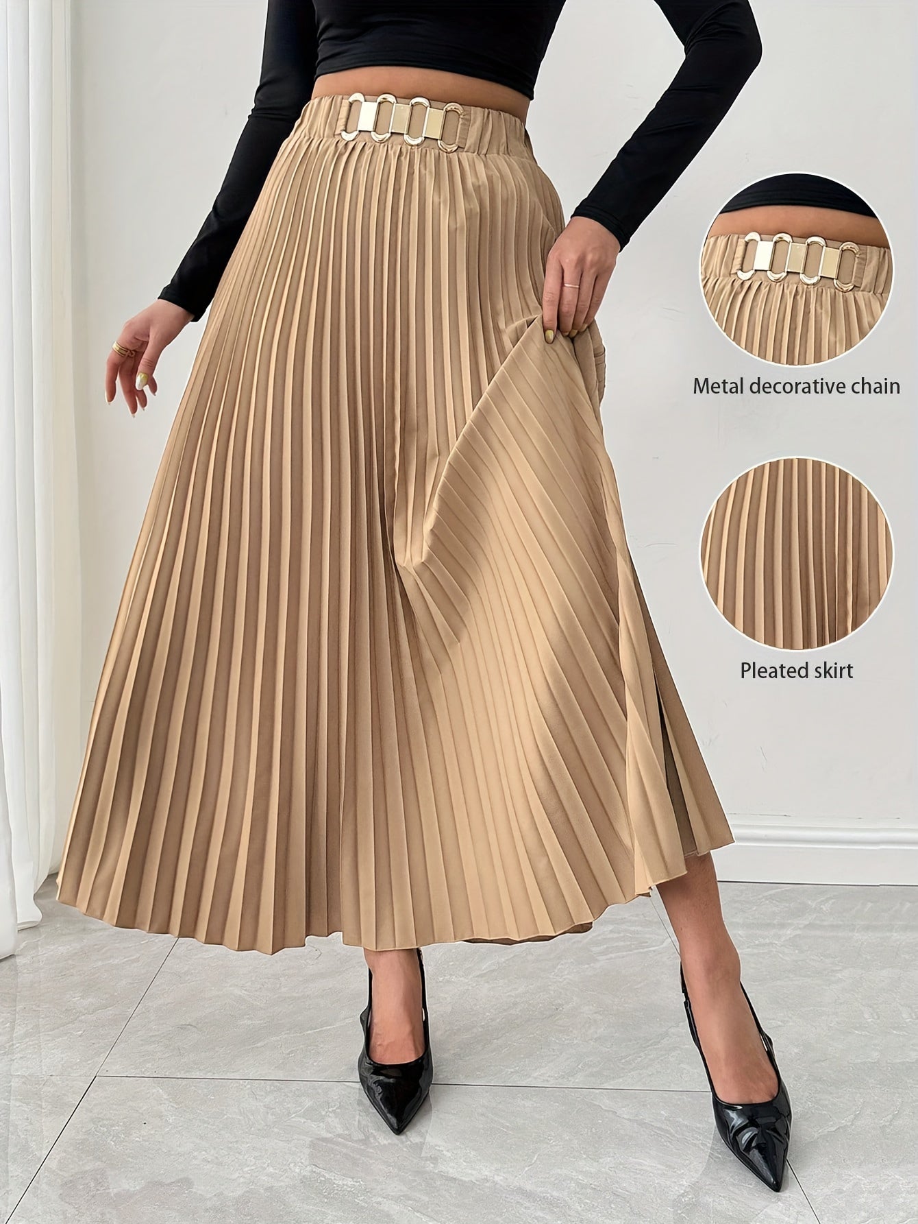 Pleated Skirt with a Refined Everyday Fit with Waist Belt