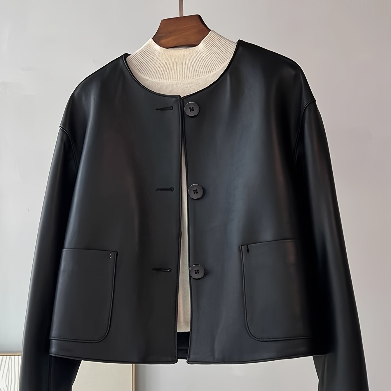Boutique Faux Leather Jacket for Easy Styling with Faux Leather Finish
