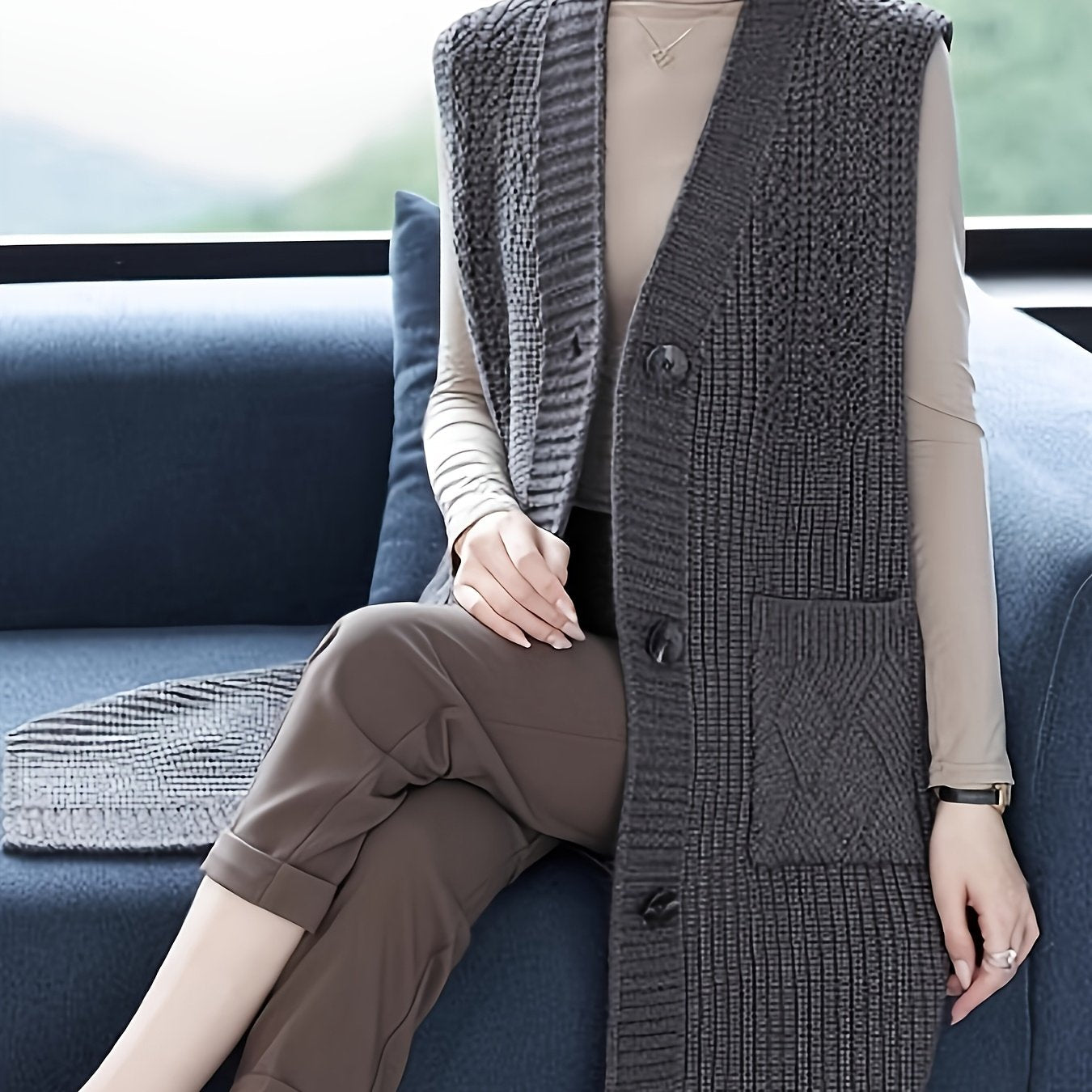Boutique Button Front Vest for Easy Styling with Sleeveless Cut