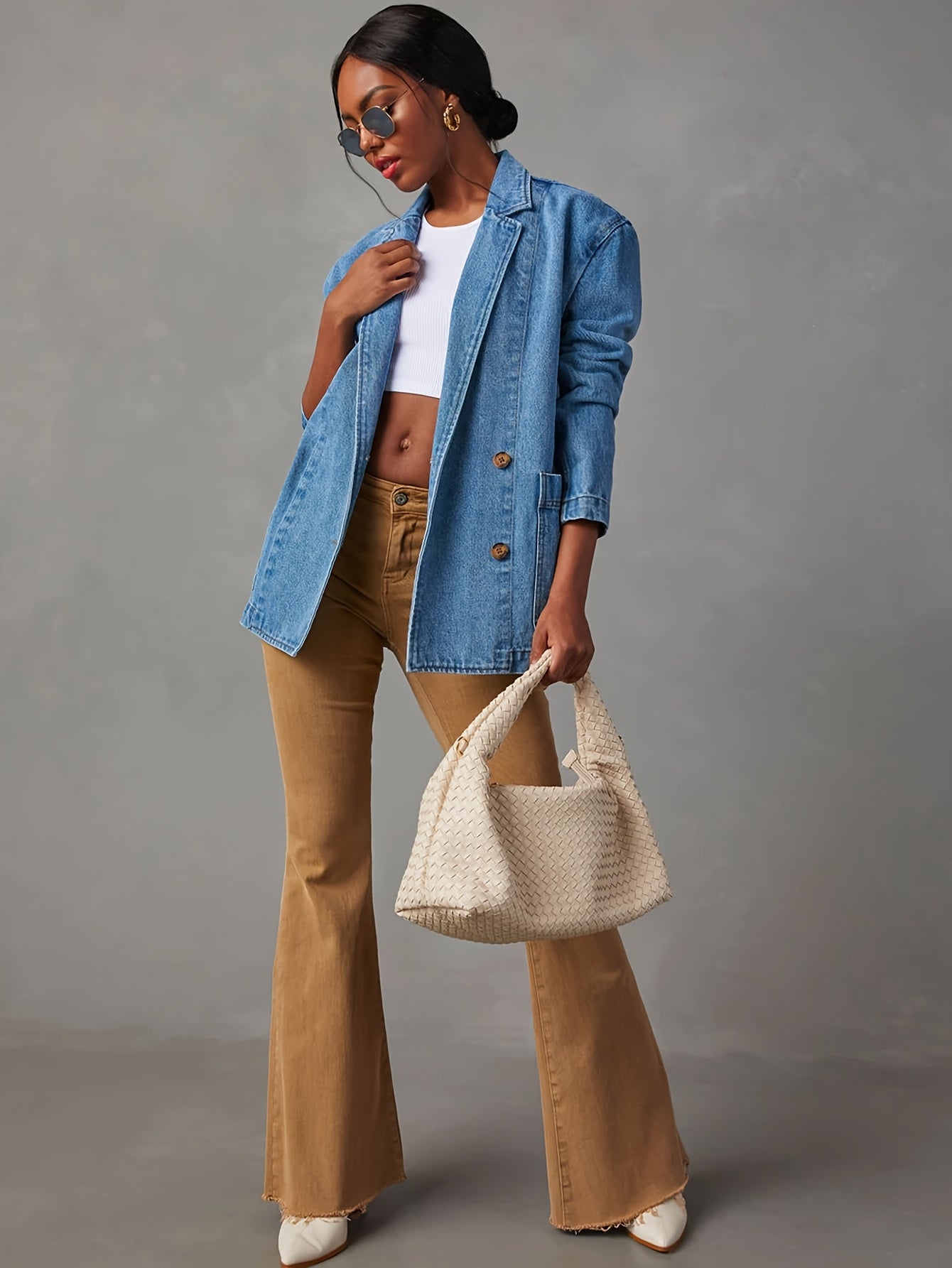 Tailored Blazer with a Refined Everyday Fit with Denim Look