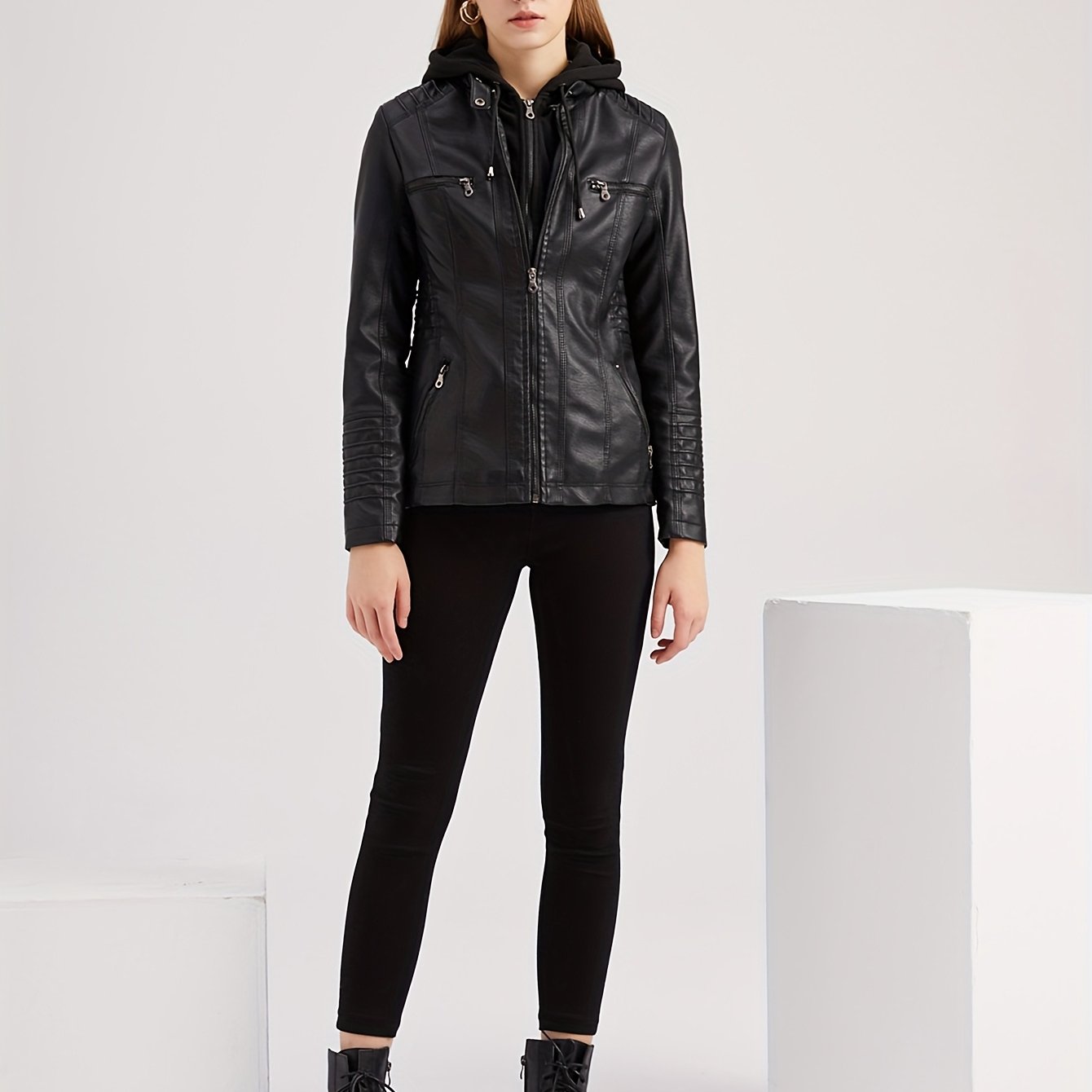Faux Leather Jacket with a Refined Everyday Fit with Faux Leather Finish
