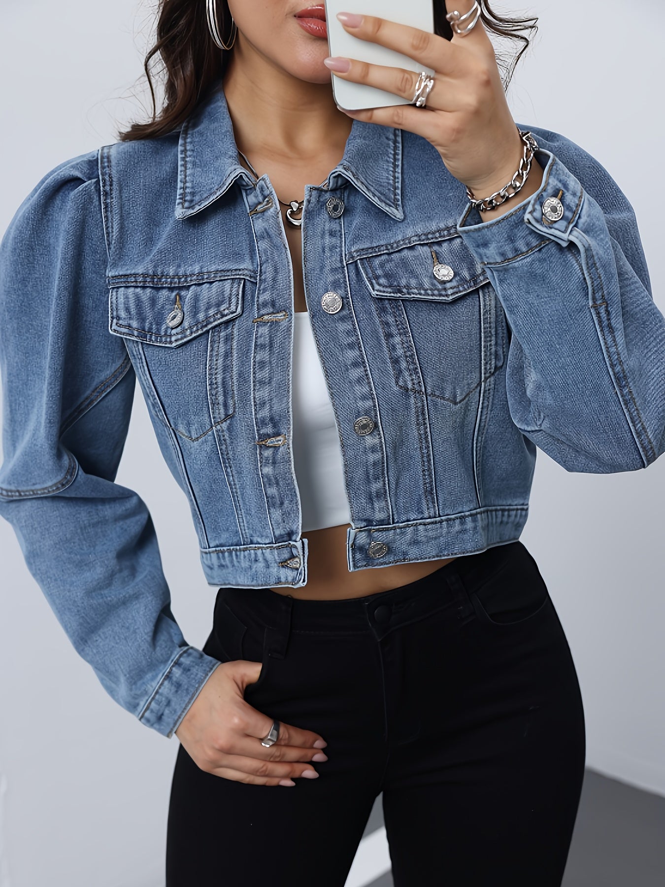 Denim Jacket with a Refined Everyday Fit with Denim Look