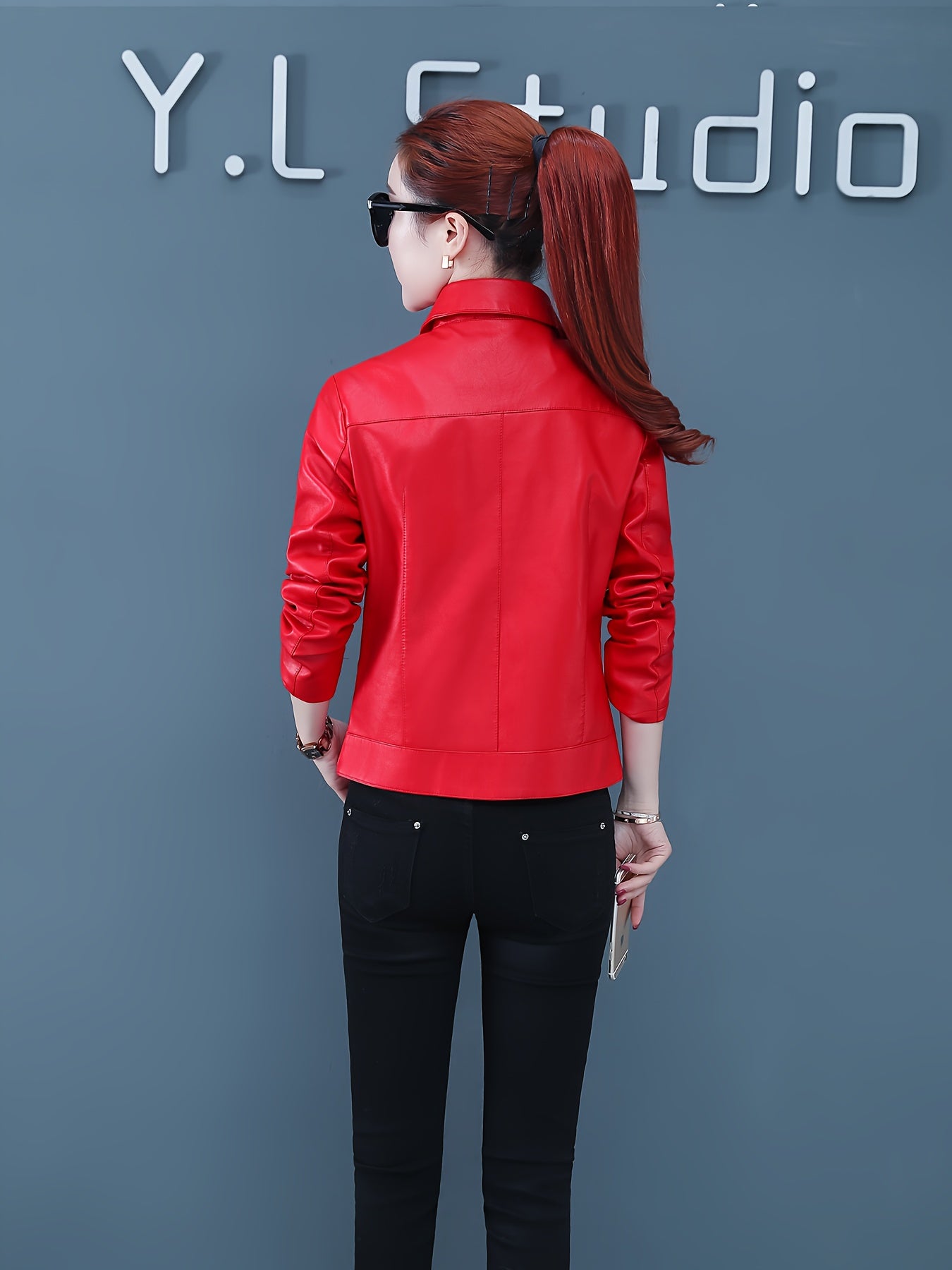 Faux Leather Jacket for Polished Boutique Outfits with Faux Leather Finish