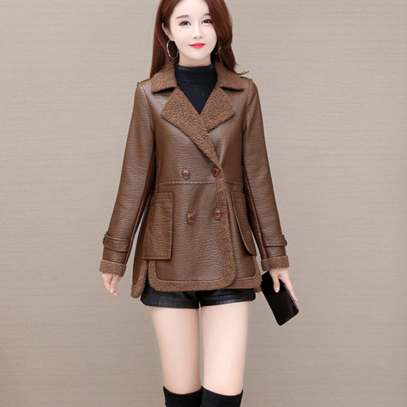Faux Leather Jacket with a Refined Everyday Fit with Faux Leather Finish