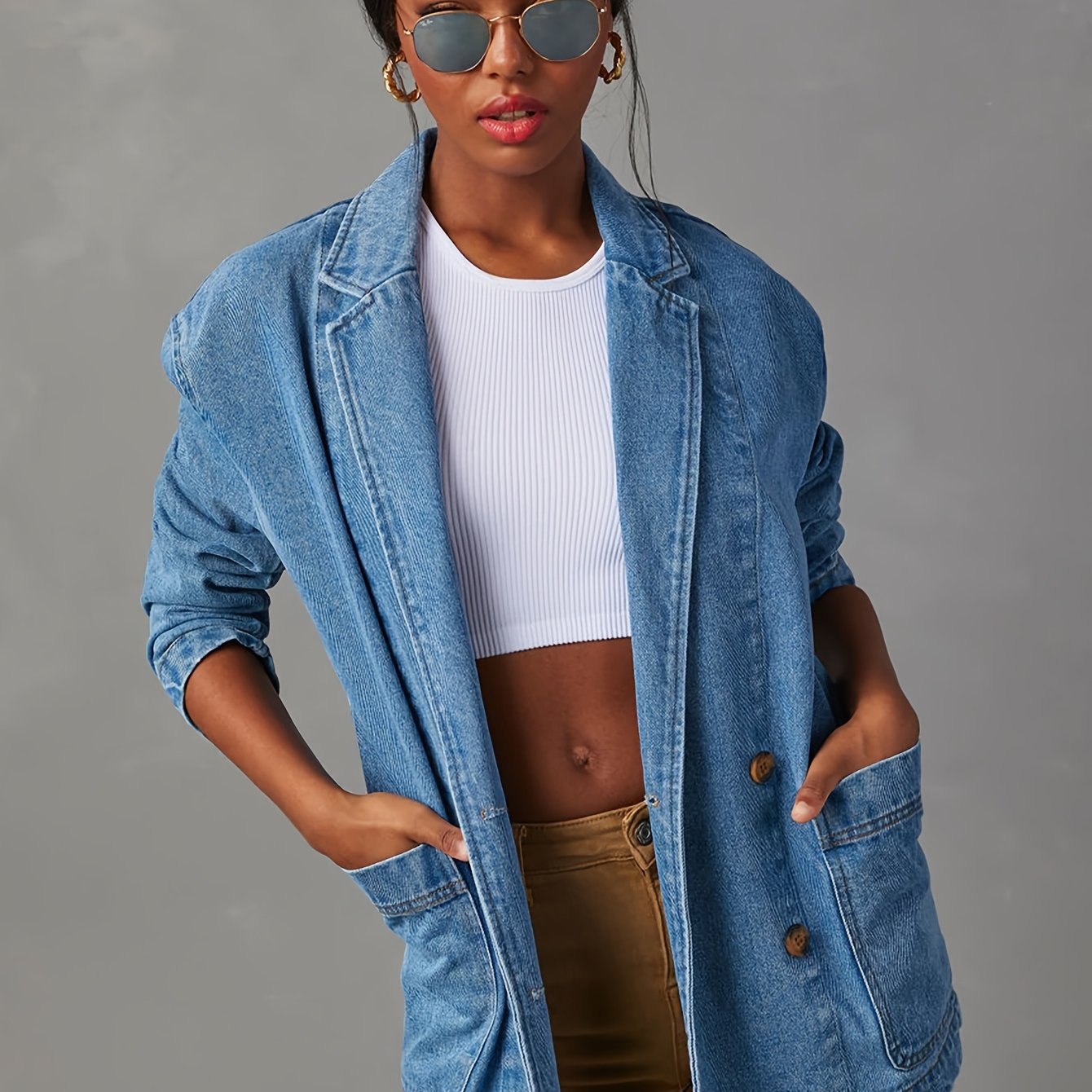 Tailored Blazer with a Refined Everyday Fit with Denim Look