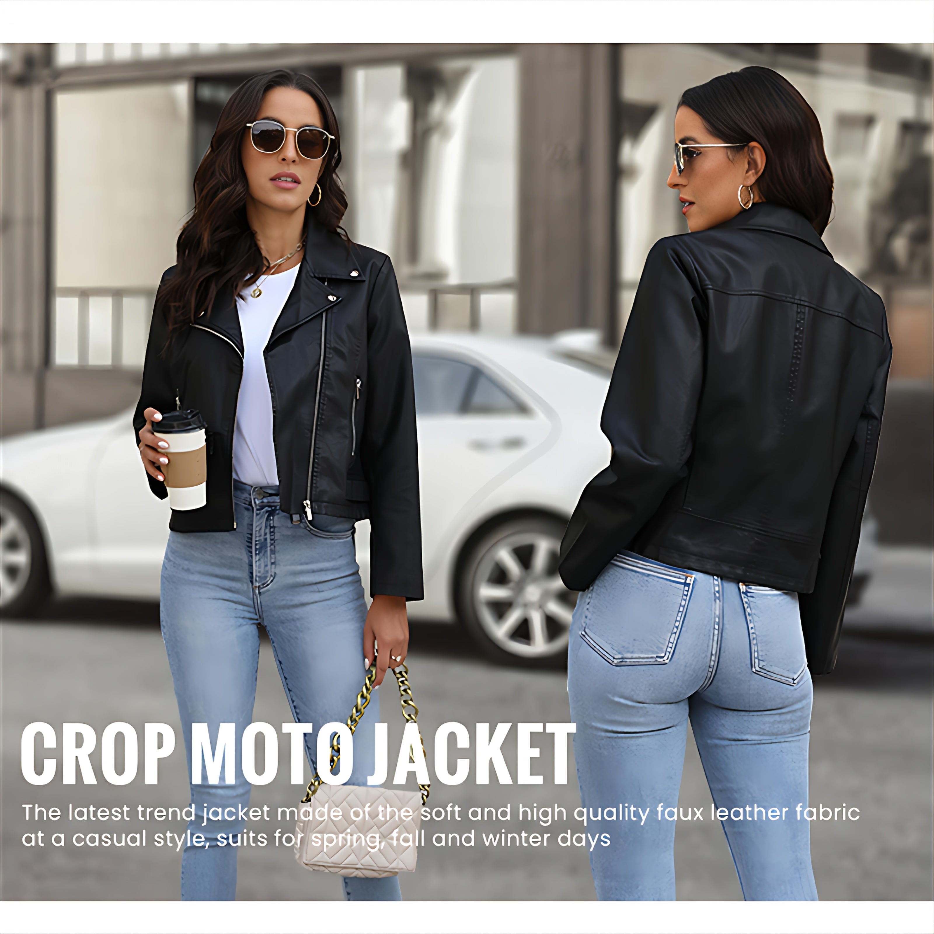 Modern Faux Leather Moto Jacket for Fresh Wardrobe Looks with Faux Leather Finish