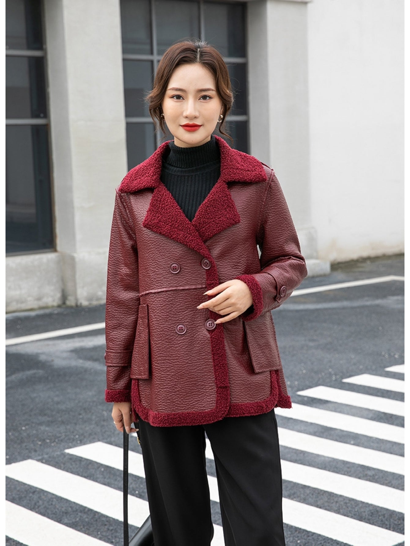 Faux Leather Jacket with a Refined Everyday Fit with Faux Leather Finish