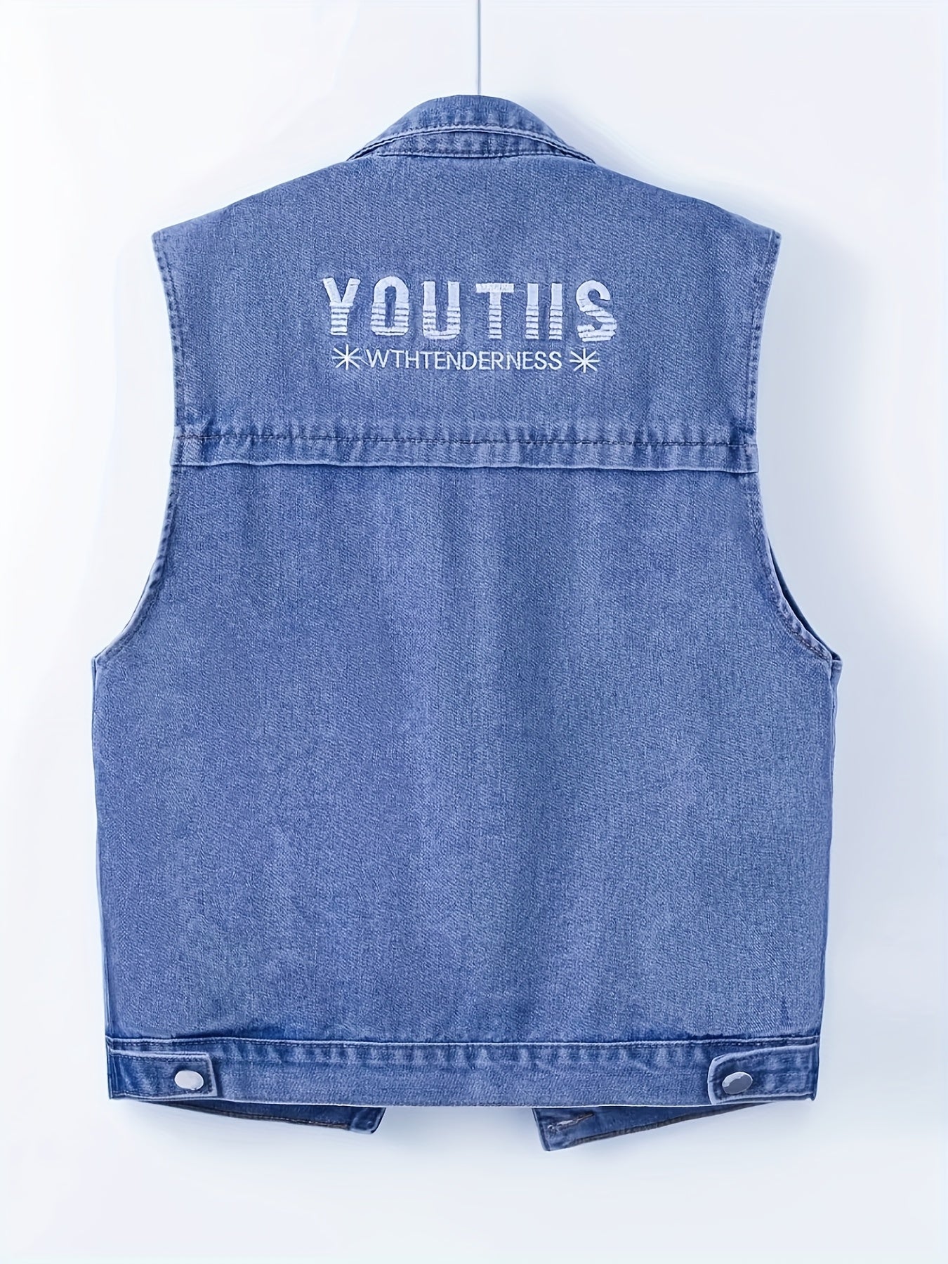 Button Front Vest for Polished Boutique Outfits with Denim Look