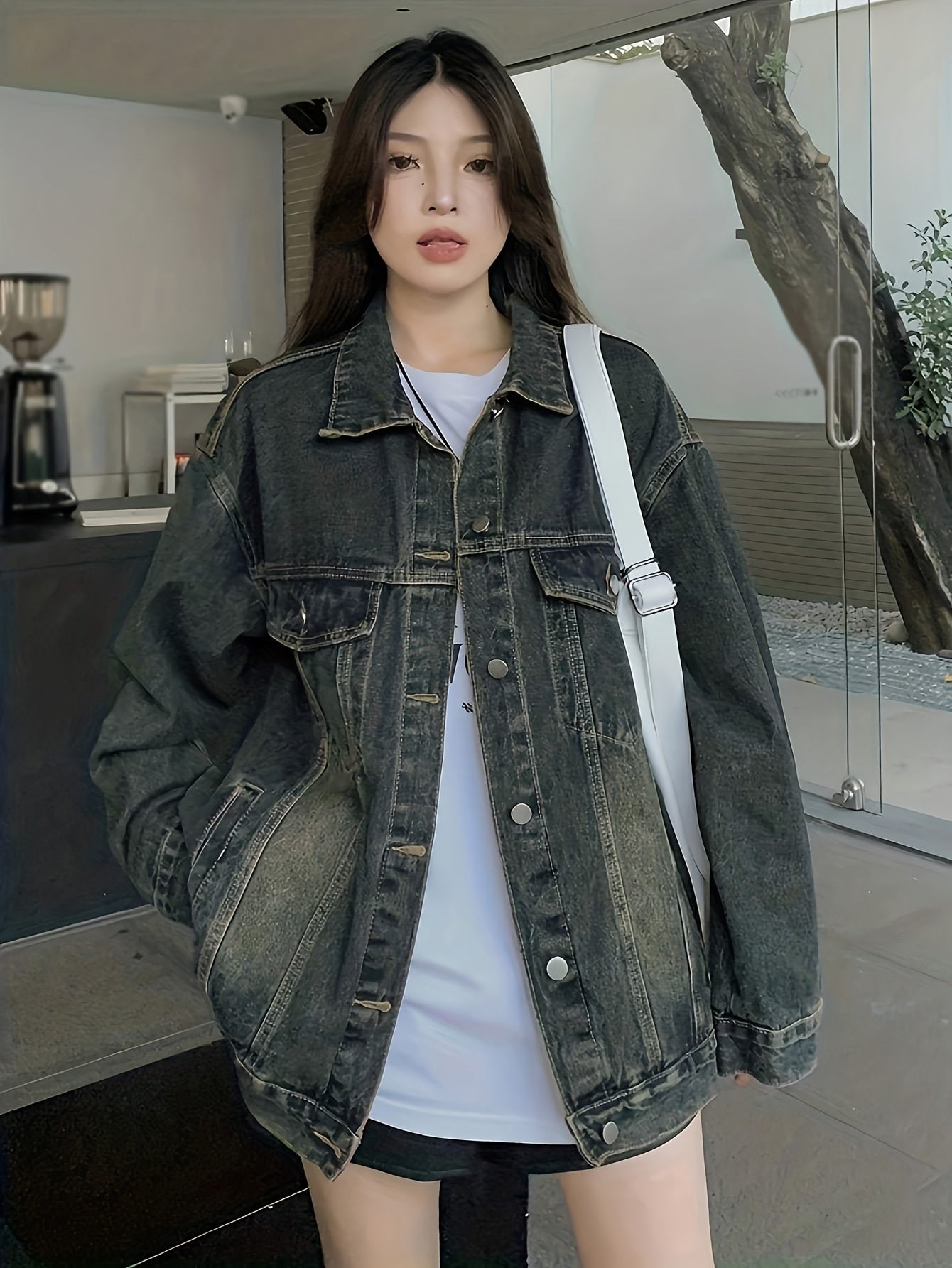 Denim Jacket with a Refined Everyday Fit with Denim Look