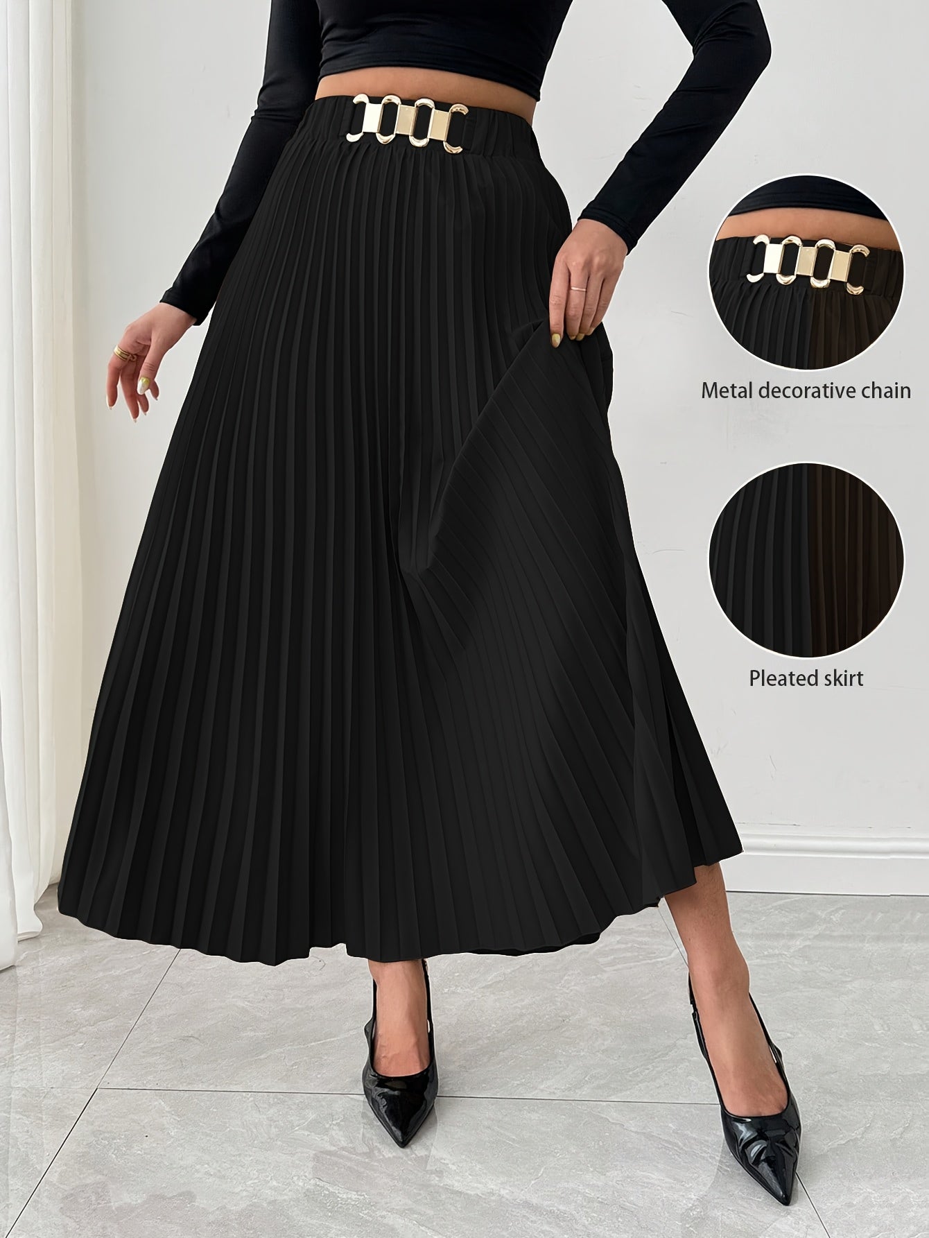 Pleated Skirt with a Refined Everyday Fit with Waist Belt