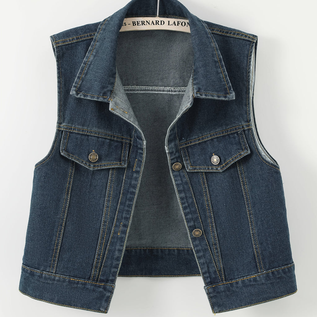 Sleeveless Vest Top for Polished Boutique Outfits with Denim Look