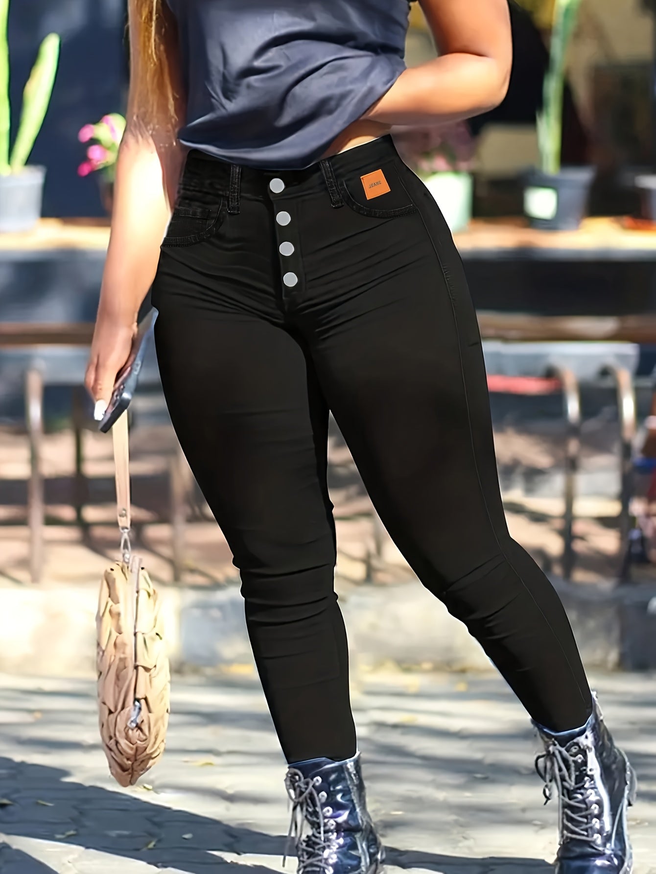 Skinny Jeans with a Refined Everyday Fit with Denim Look