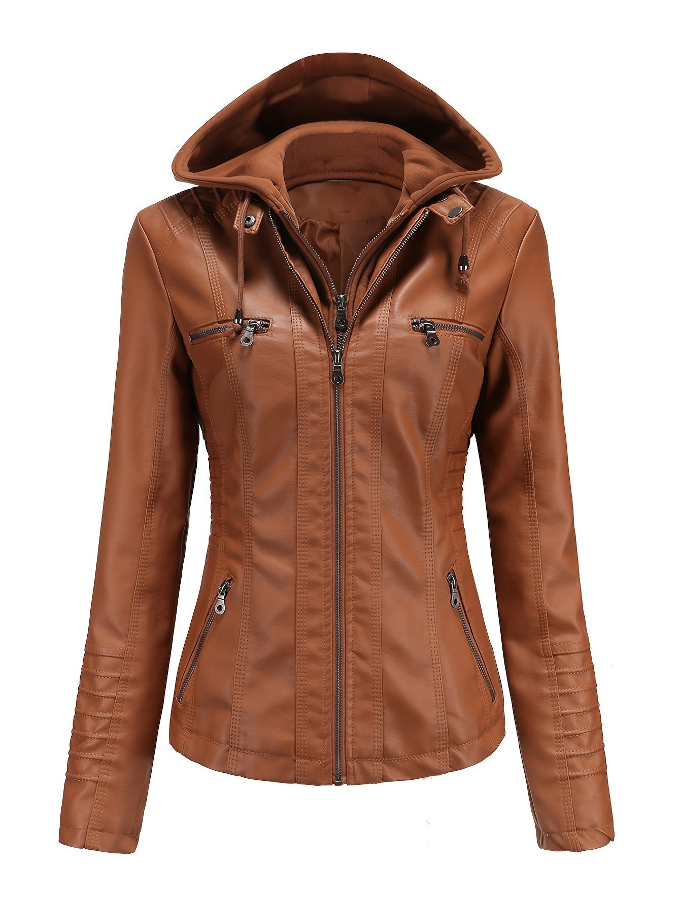 Faux Leather Jacket with a Refined Everyday Fit with Faux Leather Finish