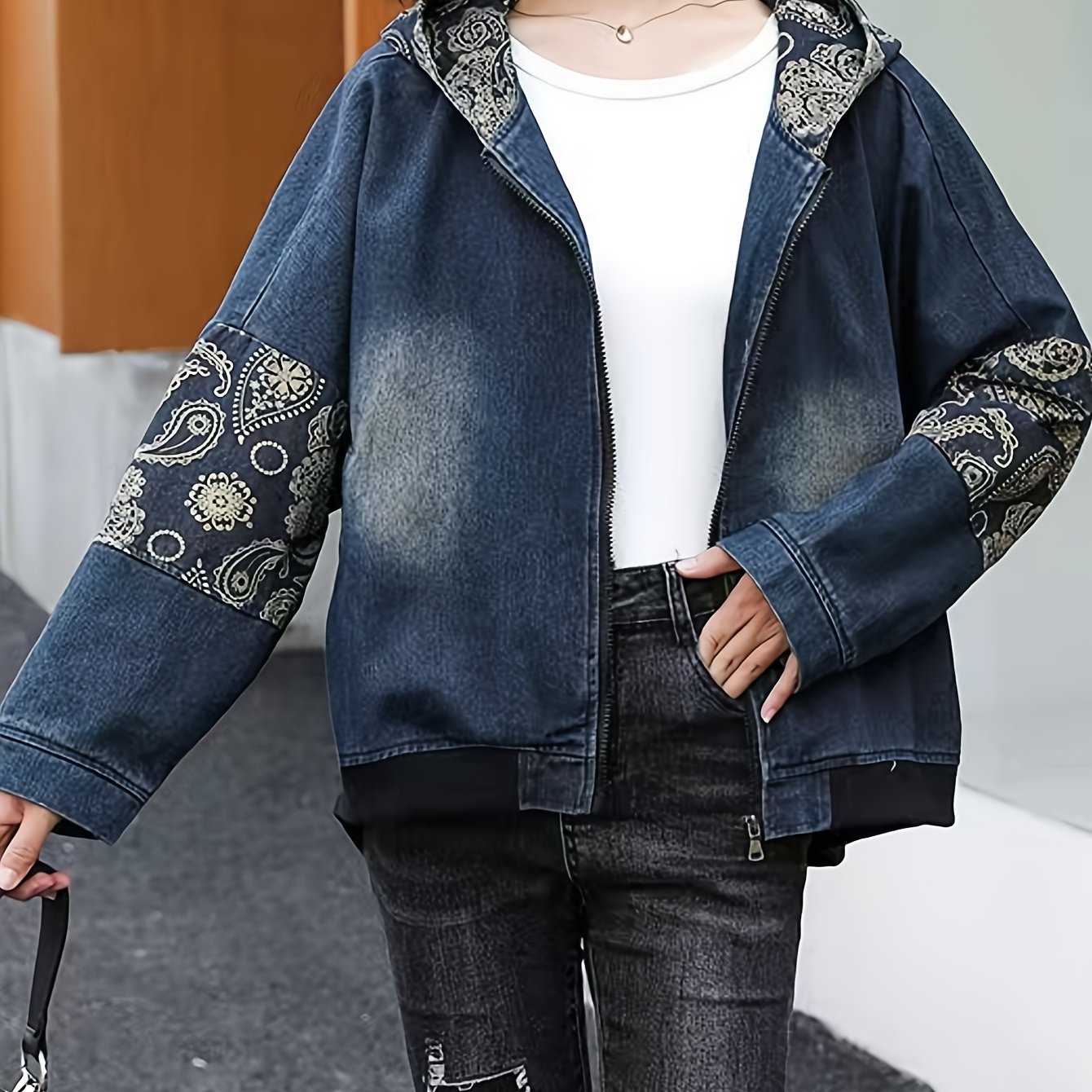 Boutique Hooded Jacket for Easy Styling with Denim Look