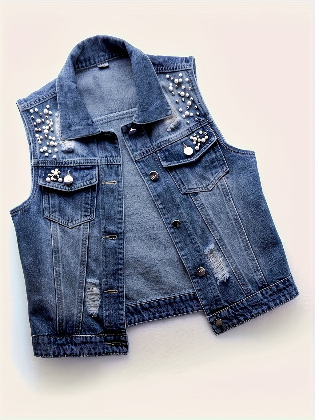 Button Front Vest with a Refined Everyday Fit with Denim Look