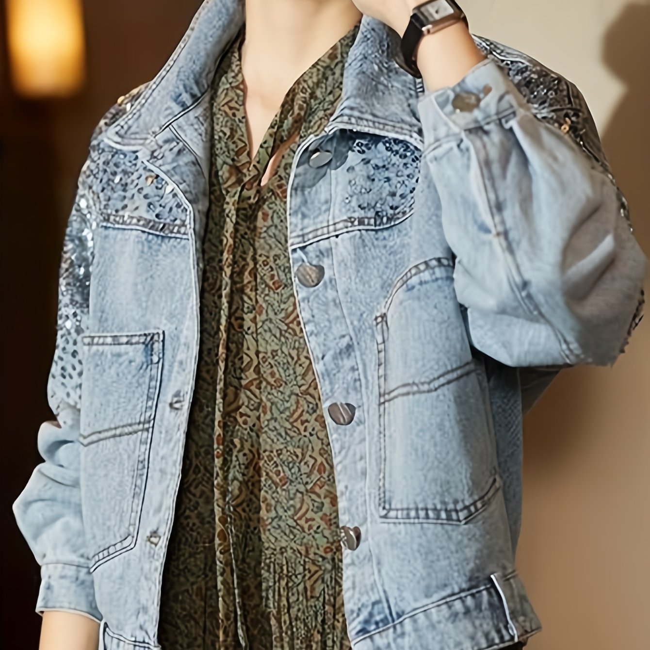 Lightweight Jacket with a Refined Everyday Fit with Denim Look