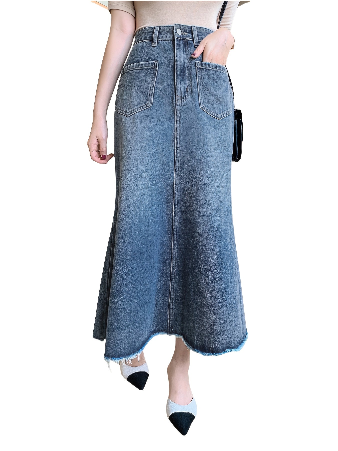 Denim Skirt with a Refined Everyday Fit with Denim Look