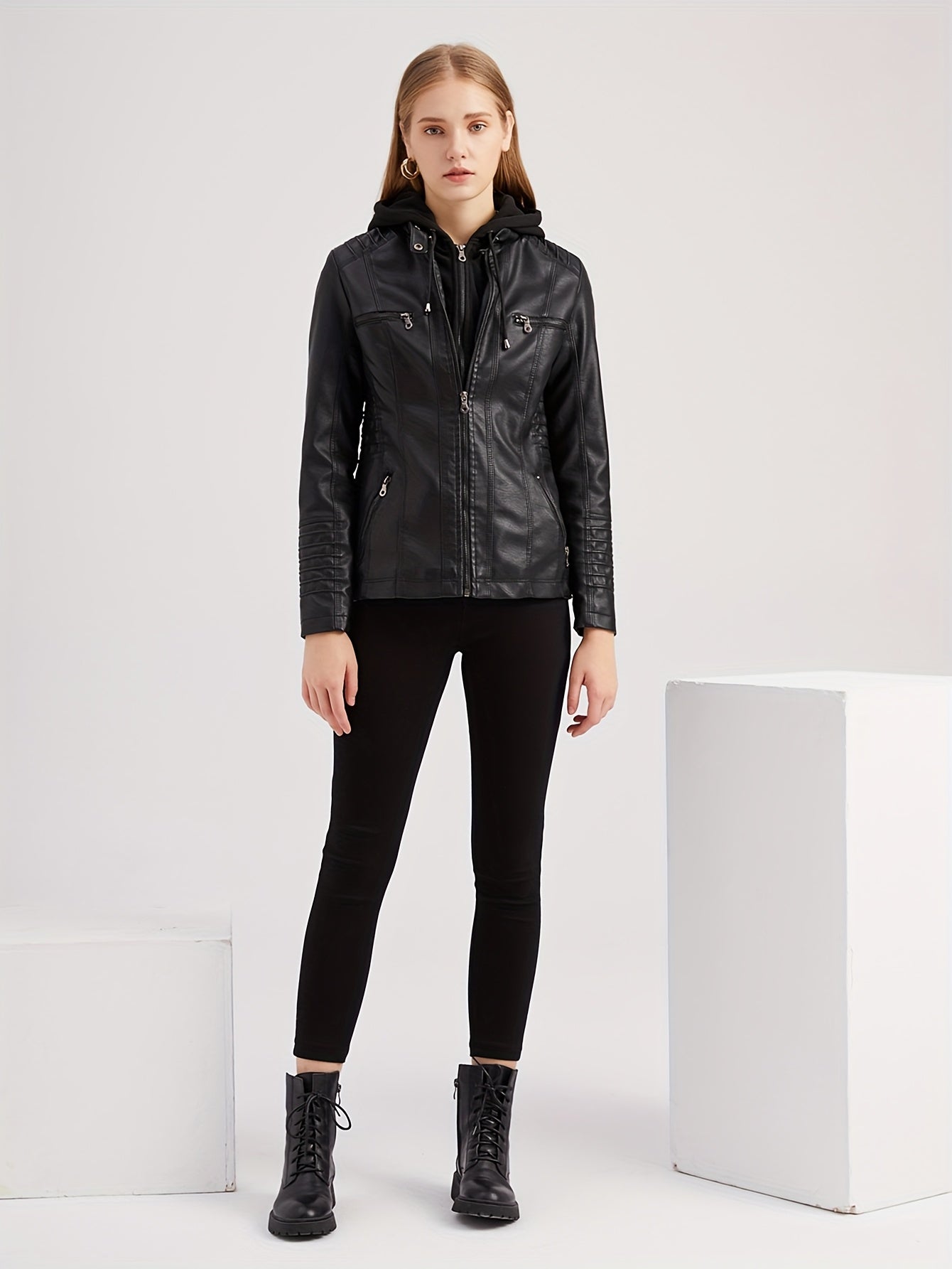 Faux Leather Jacket with a Refined Everyday Fit with Faux Leather Finish