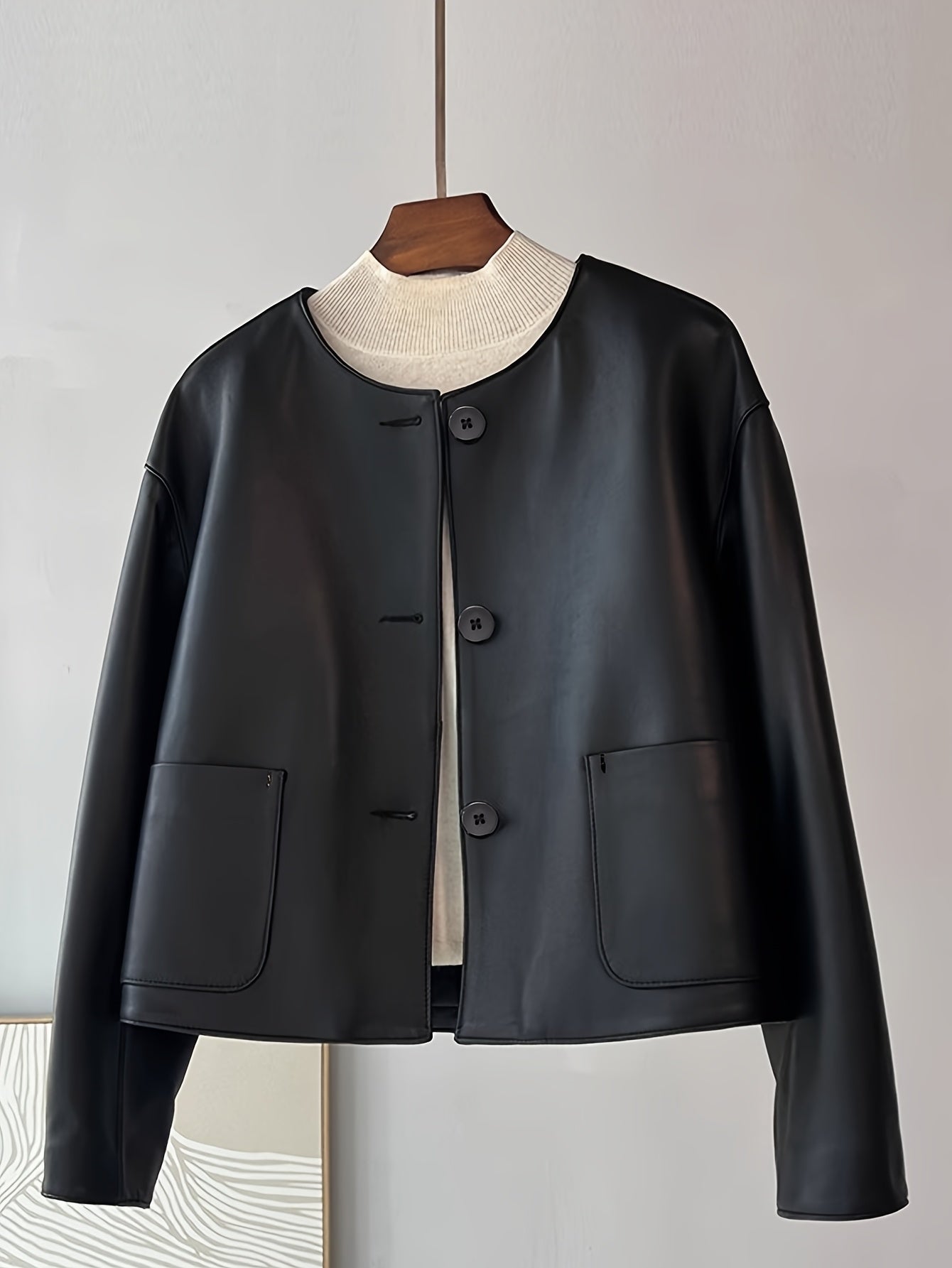 Boutique Faux Leather Jacket for Easy Styling with Faux Leather Finish