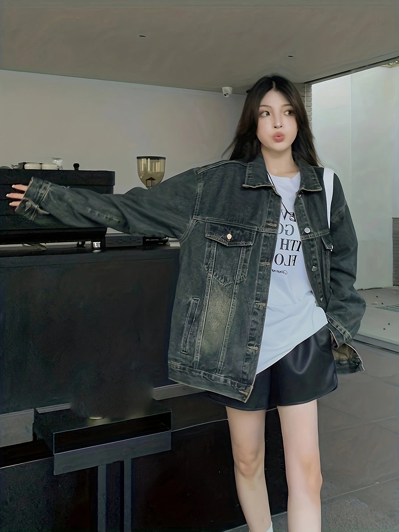 Denim Jacket with a Refined Everyday Fit with Denim Look