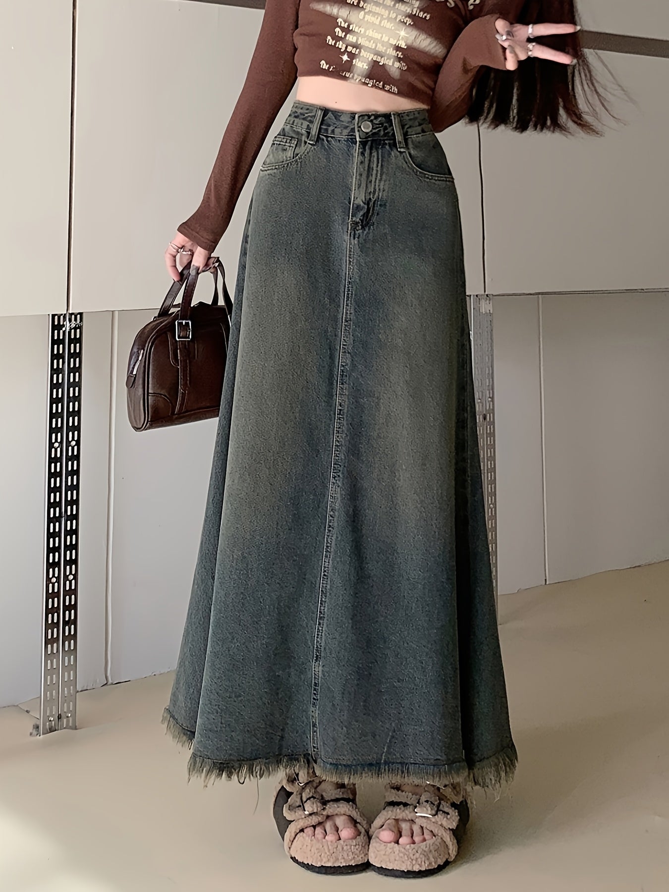 Denim Skirt for Polished Boutique Outfits with Denim Look