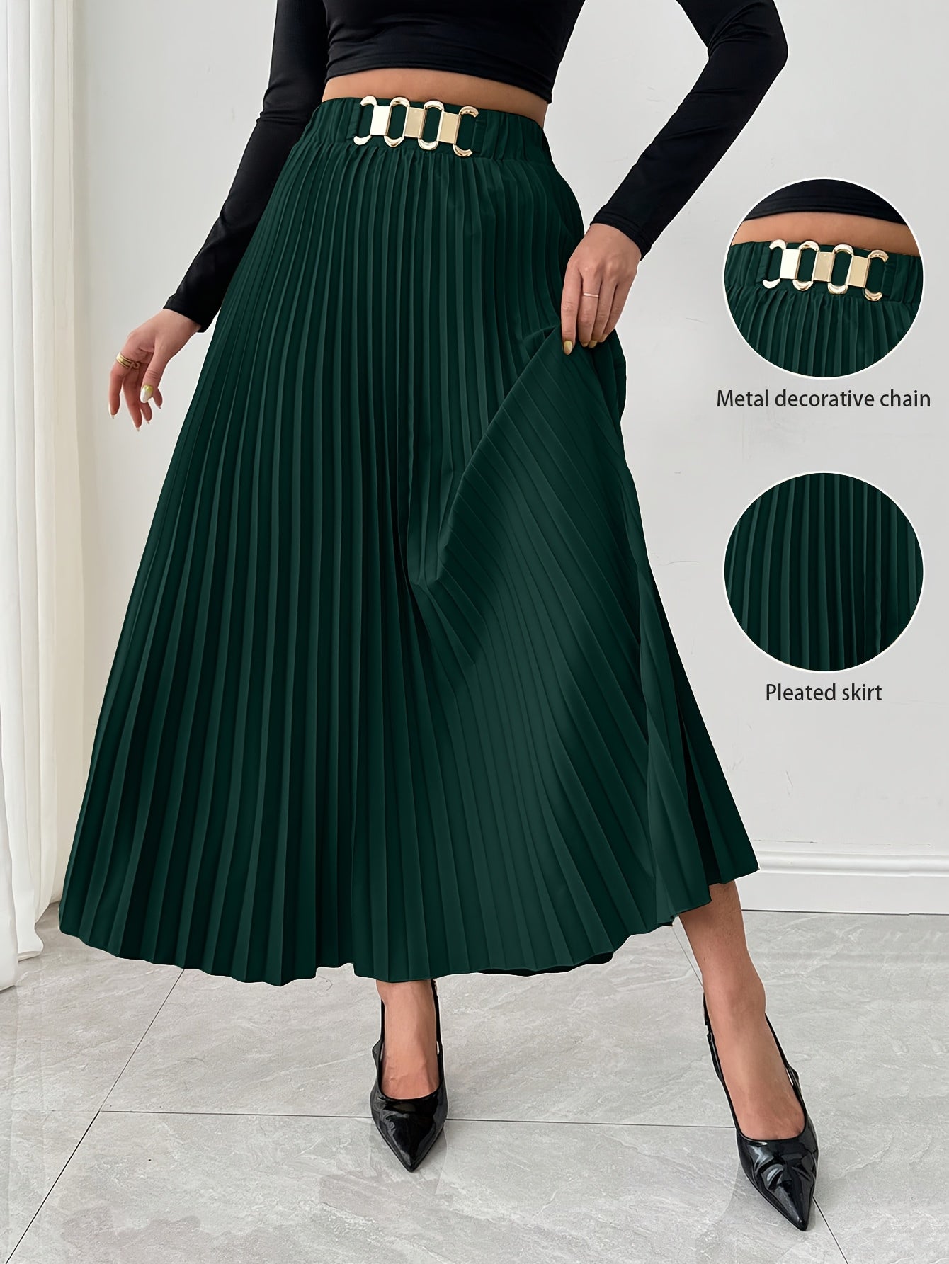 Pleated Skirt with a Refined Everyday Fit with Waist Belt