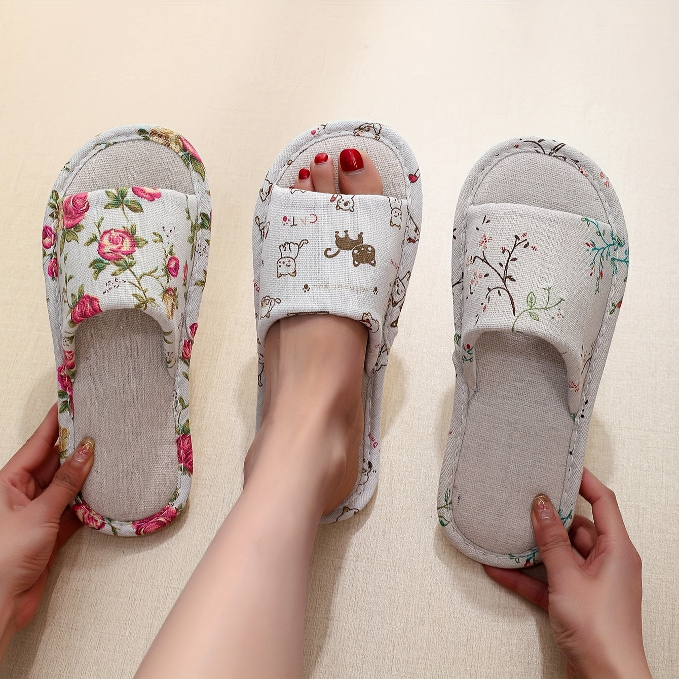 Modern Comfort Slide Slippers for Fresh Wardrobe Looks with Floral Print