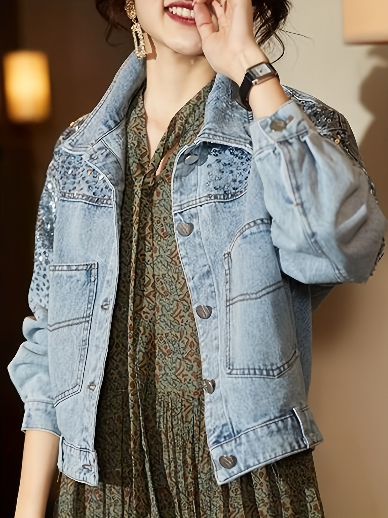 Lightweight Jacket with a Refined Everyday Fit with Denim Look
