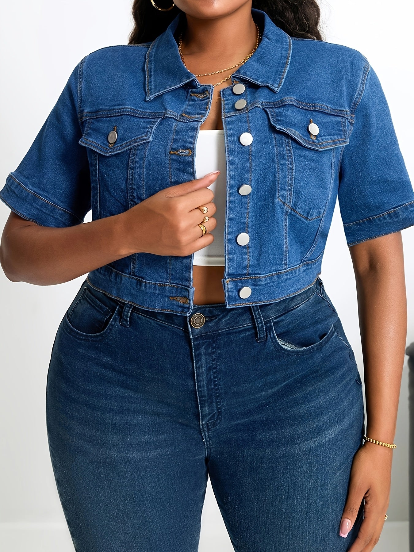 Button Front Vest for Polished Boutique Outfits with Denim Look