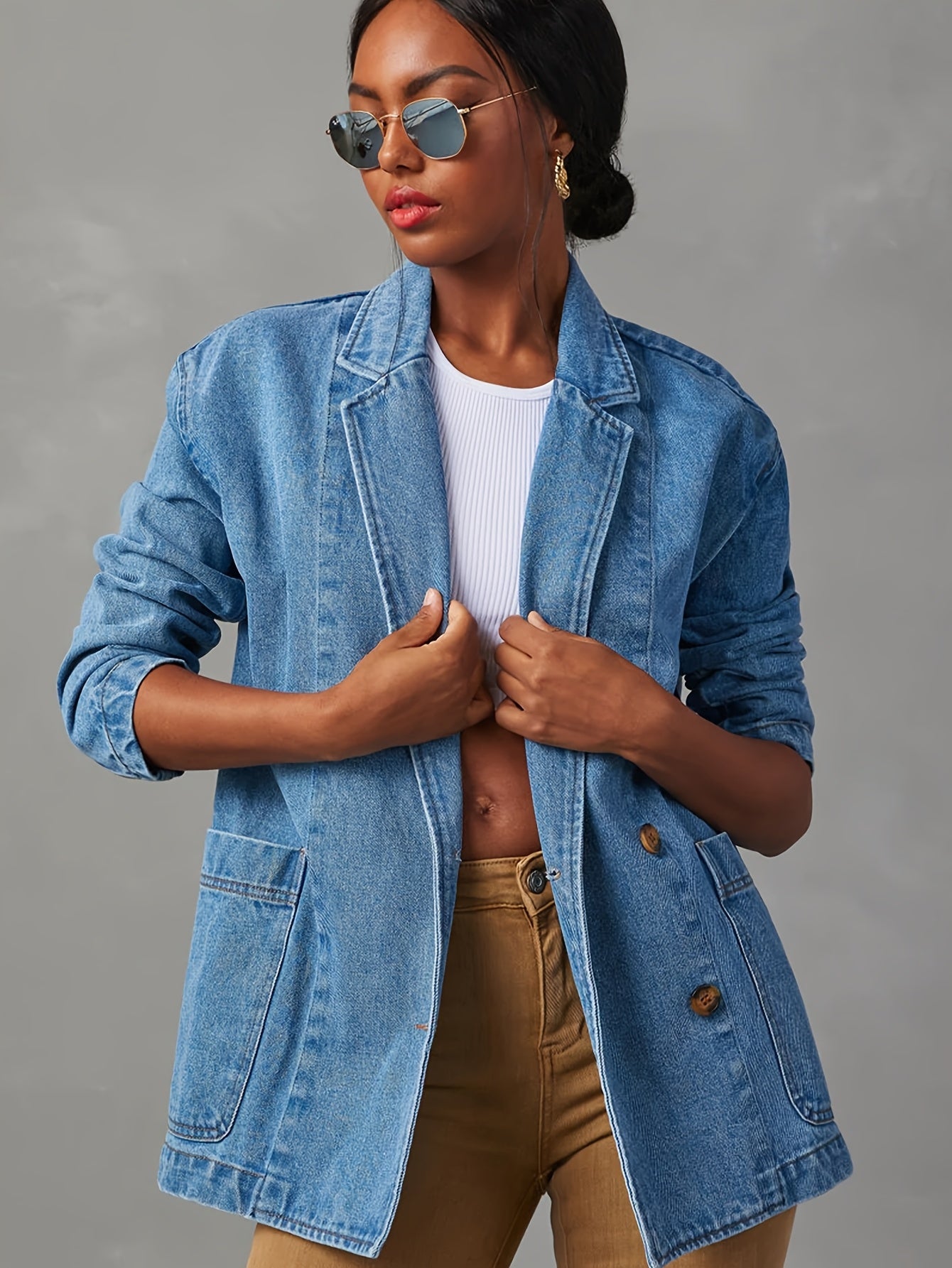 Tailored Blazer with a Refined Everyday Fit with Denim Look