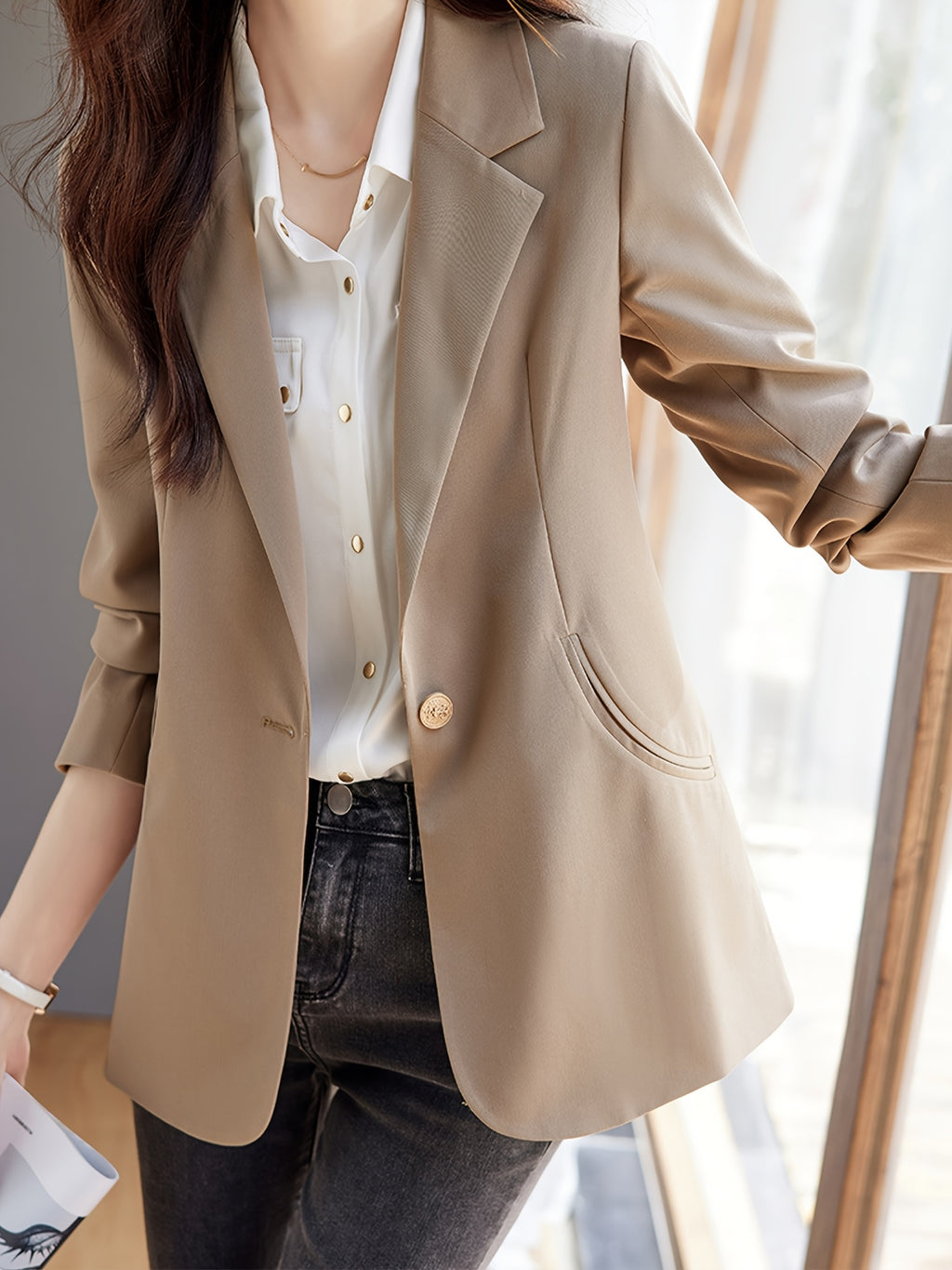 Tailored Blazer for Polished Boutique Outfits with Long Sleeves