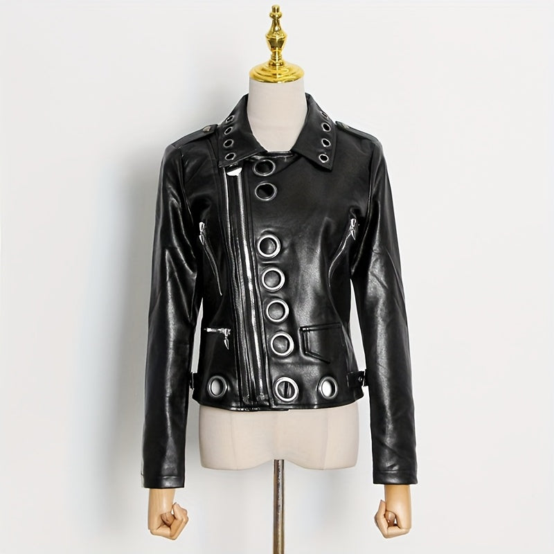 Faux Leather Moto Jacket for Polished Boutique Outfits with Faux Leather Finish