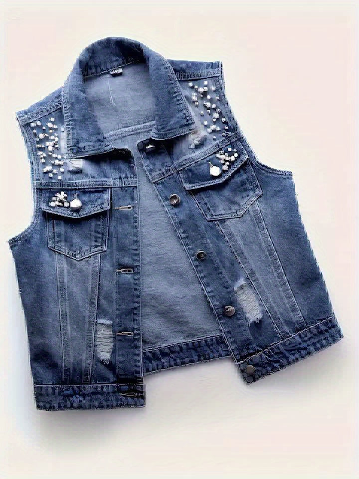 Boutique Sleeveless Vest Top for Easy Styling with Denim Look