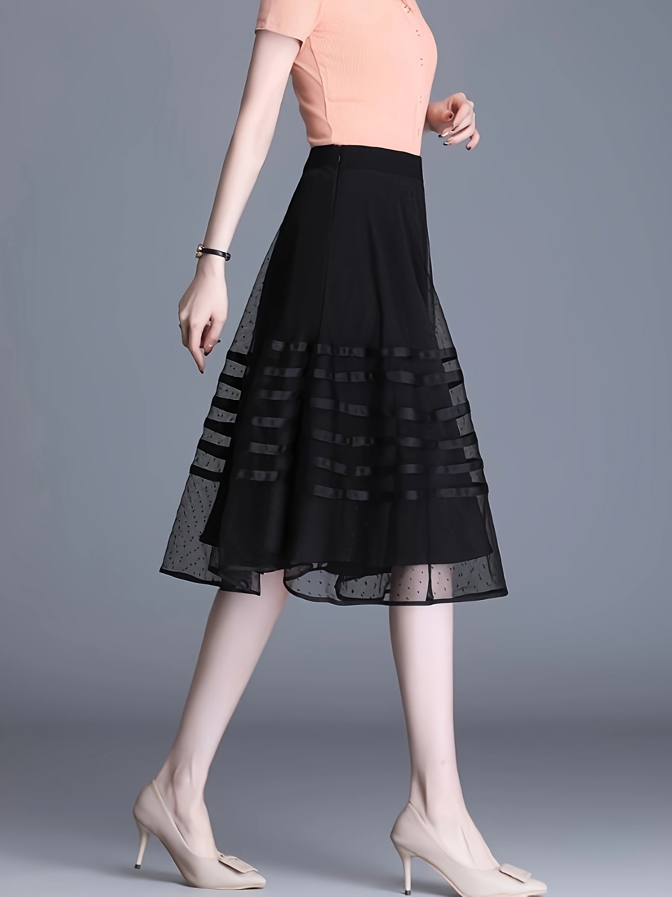 Pleated Skirt with a Refined Everyday Fit with Striped Pattern