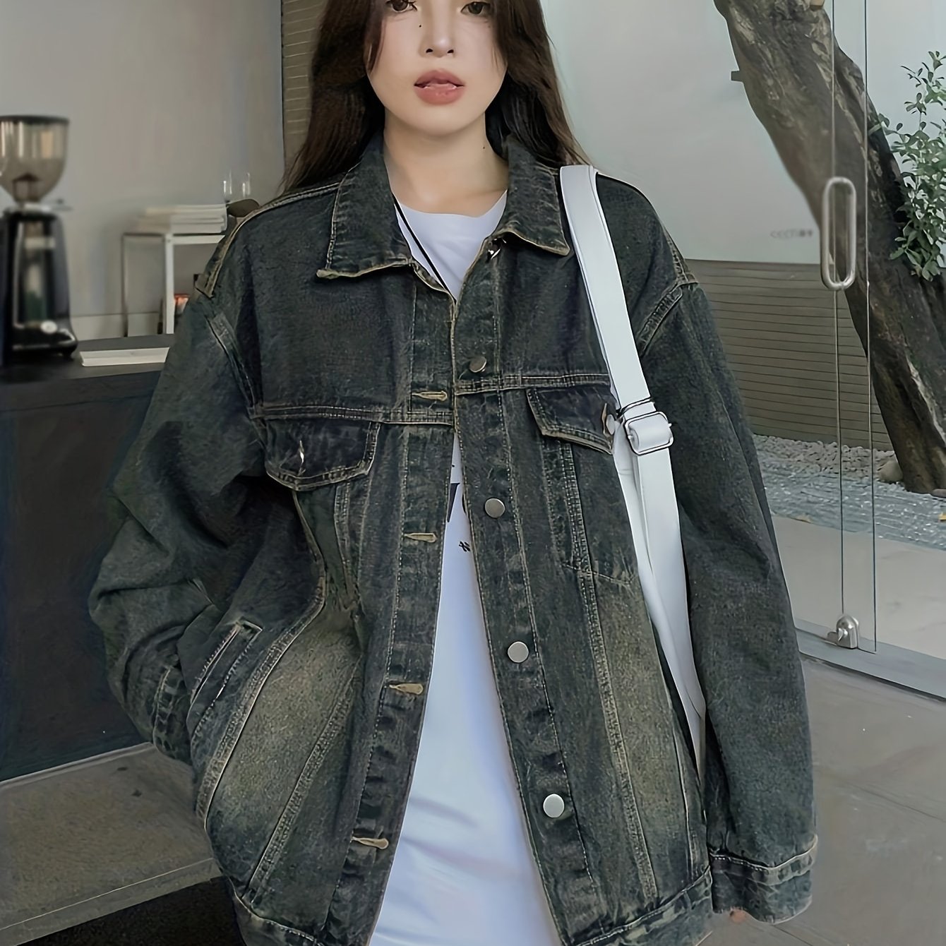 Denim Jacket with a Refined Everyday Fit with Denim Look