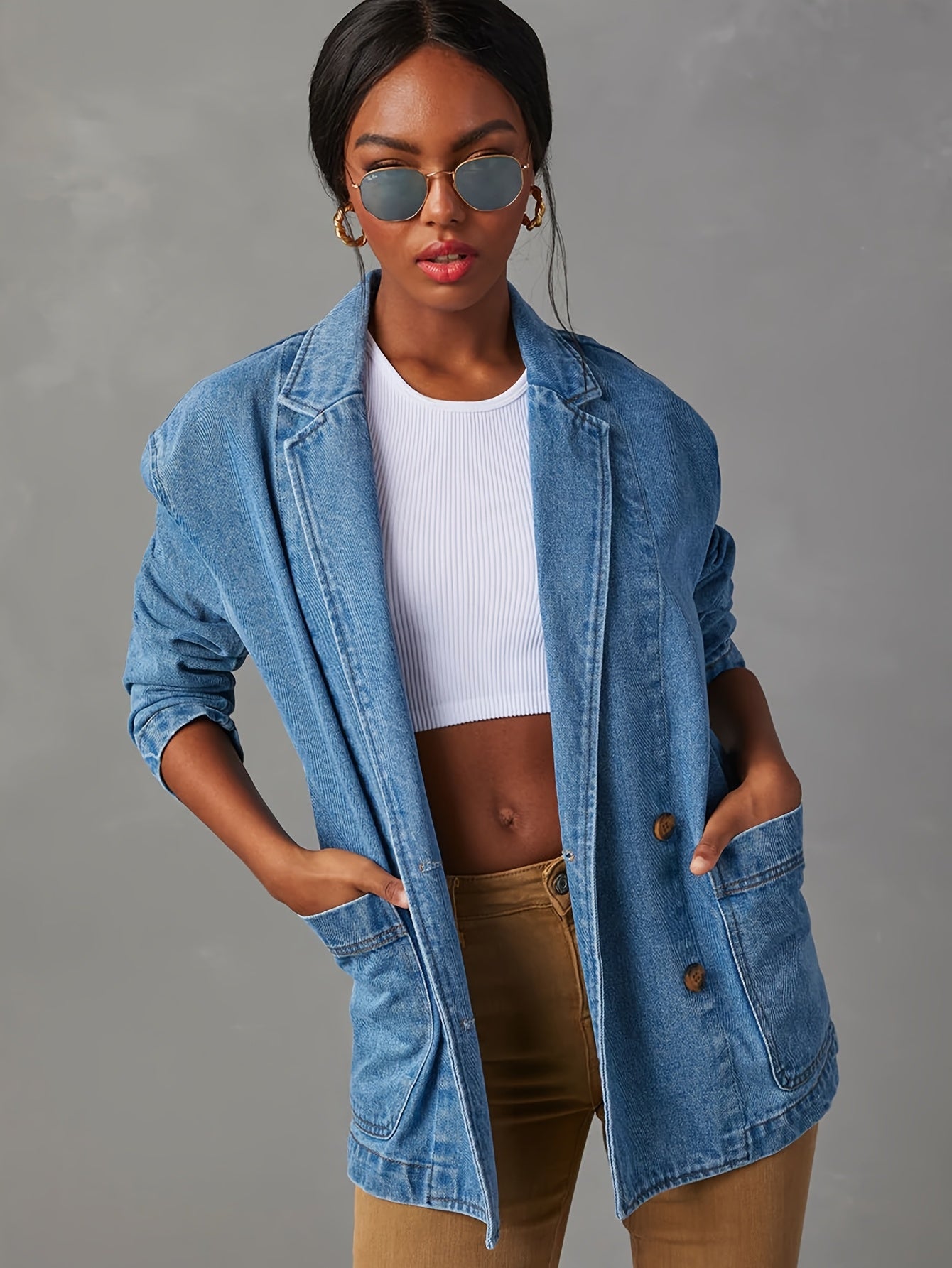 Tailored Blazer with a Refined Everyday Fit with Denim Look
