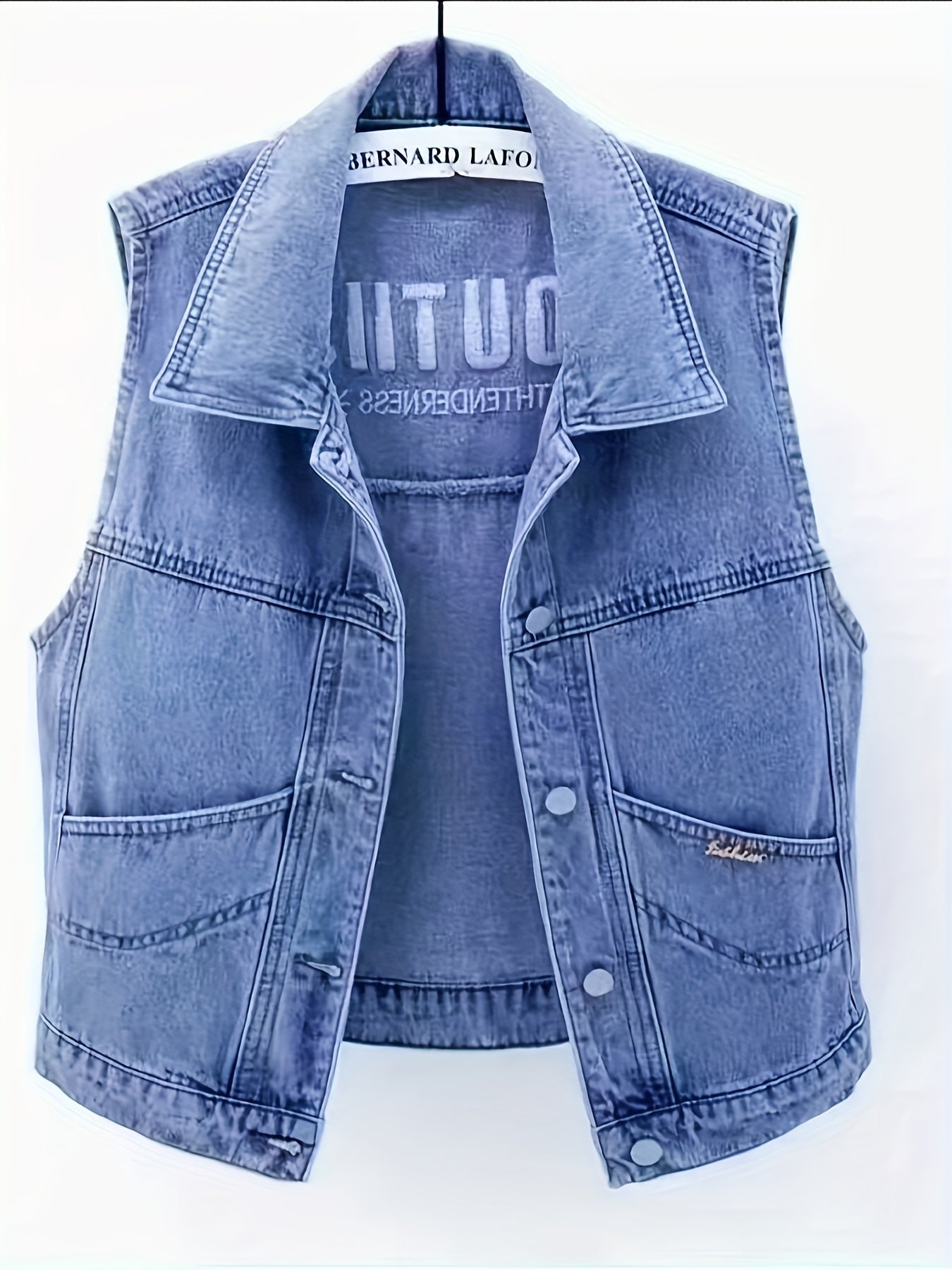 Button Front Vest for Polished Boutique Outfits with Denim Look