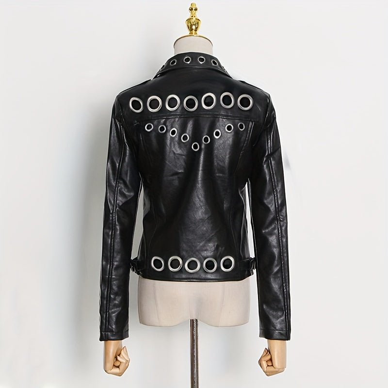 Faux Leather Moto Jacket for Polished Boutique Outfits with Faux Leather Finish