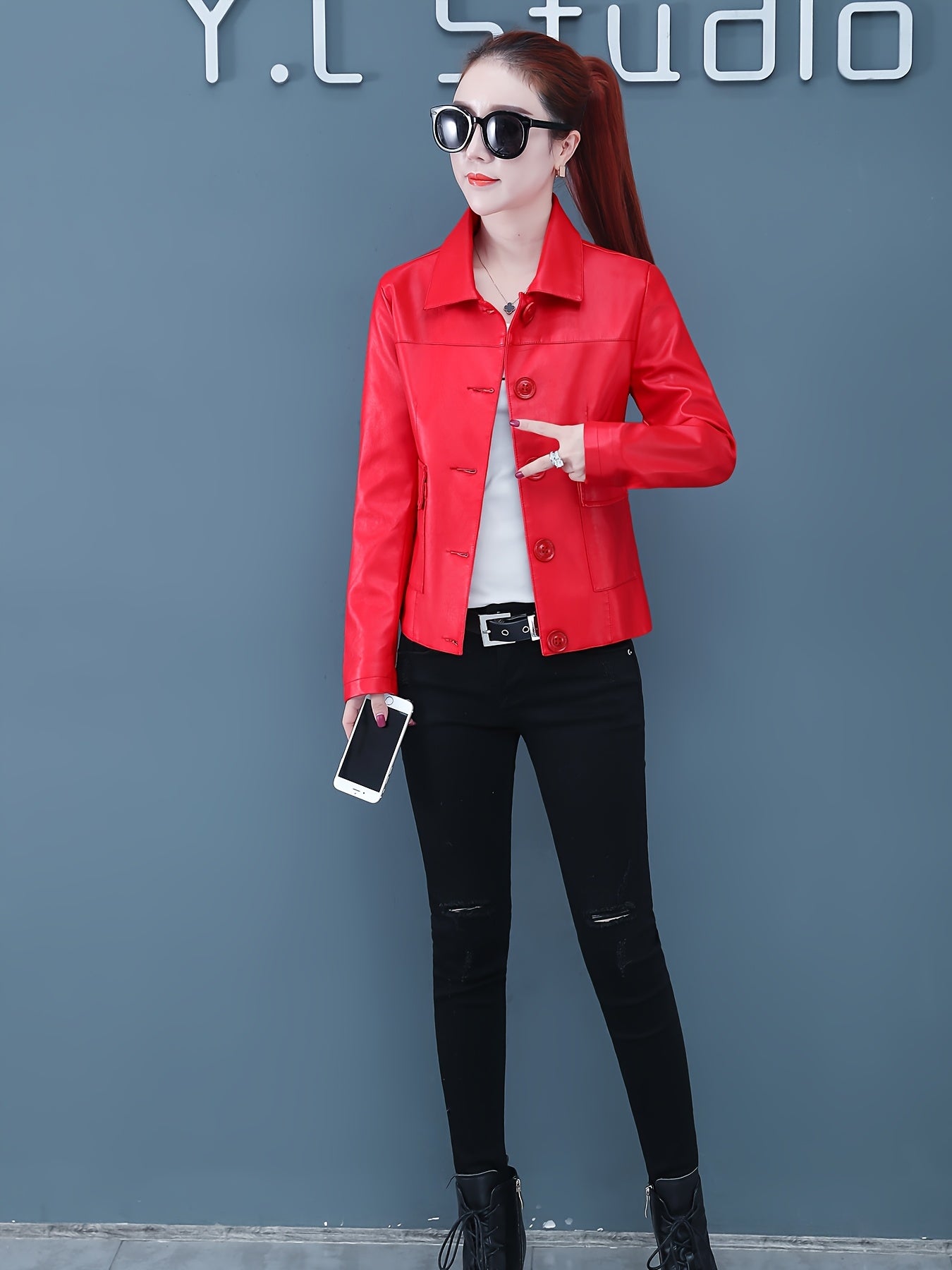 Faux Leather Jacket for Polished Boutique Outfits with Faux Leather Finish