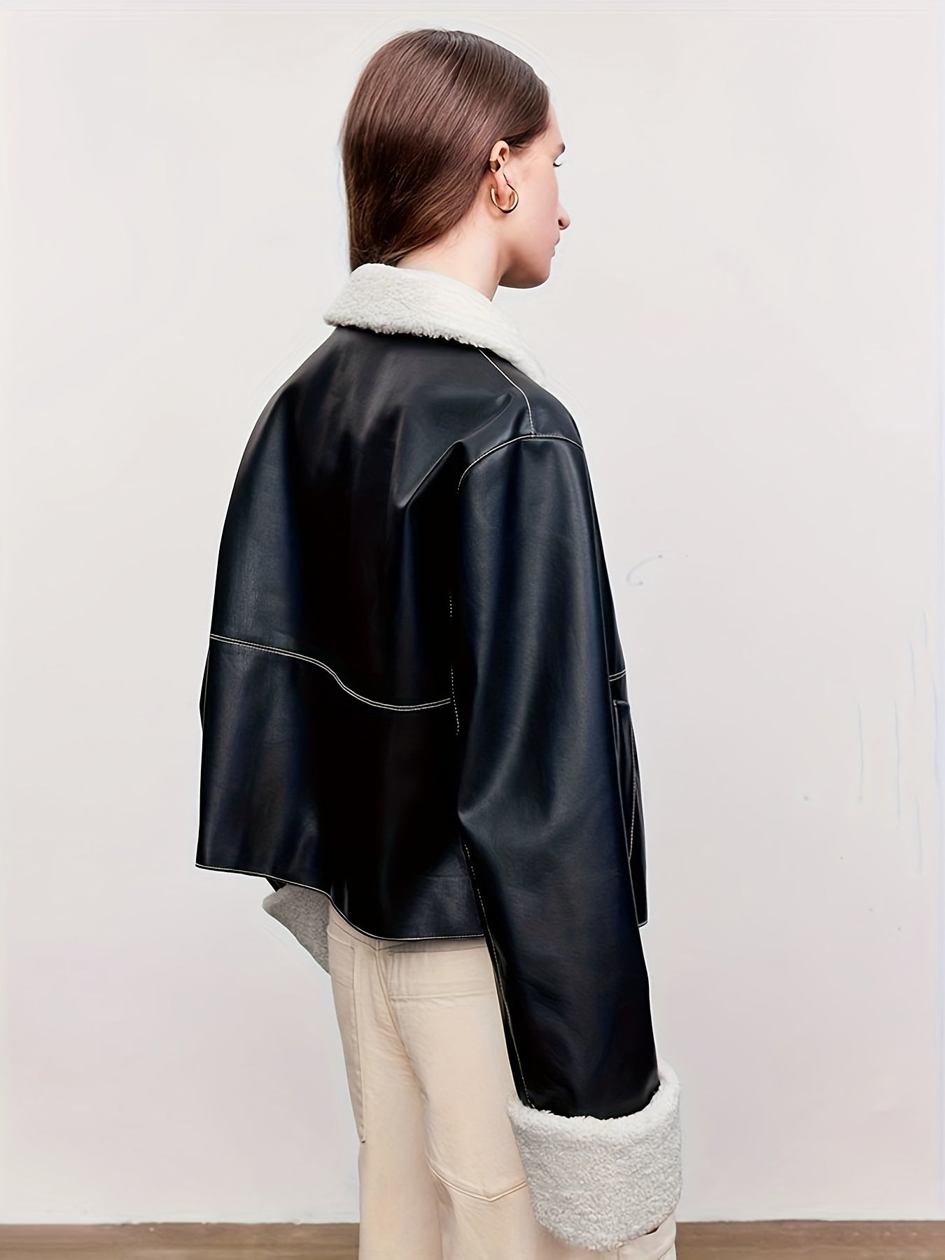 Boutique Faux Leather Jacket for Easy Styling with Faux Leather Finish