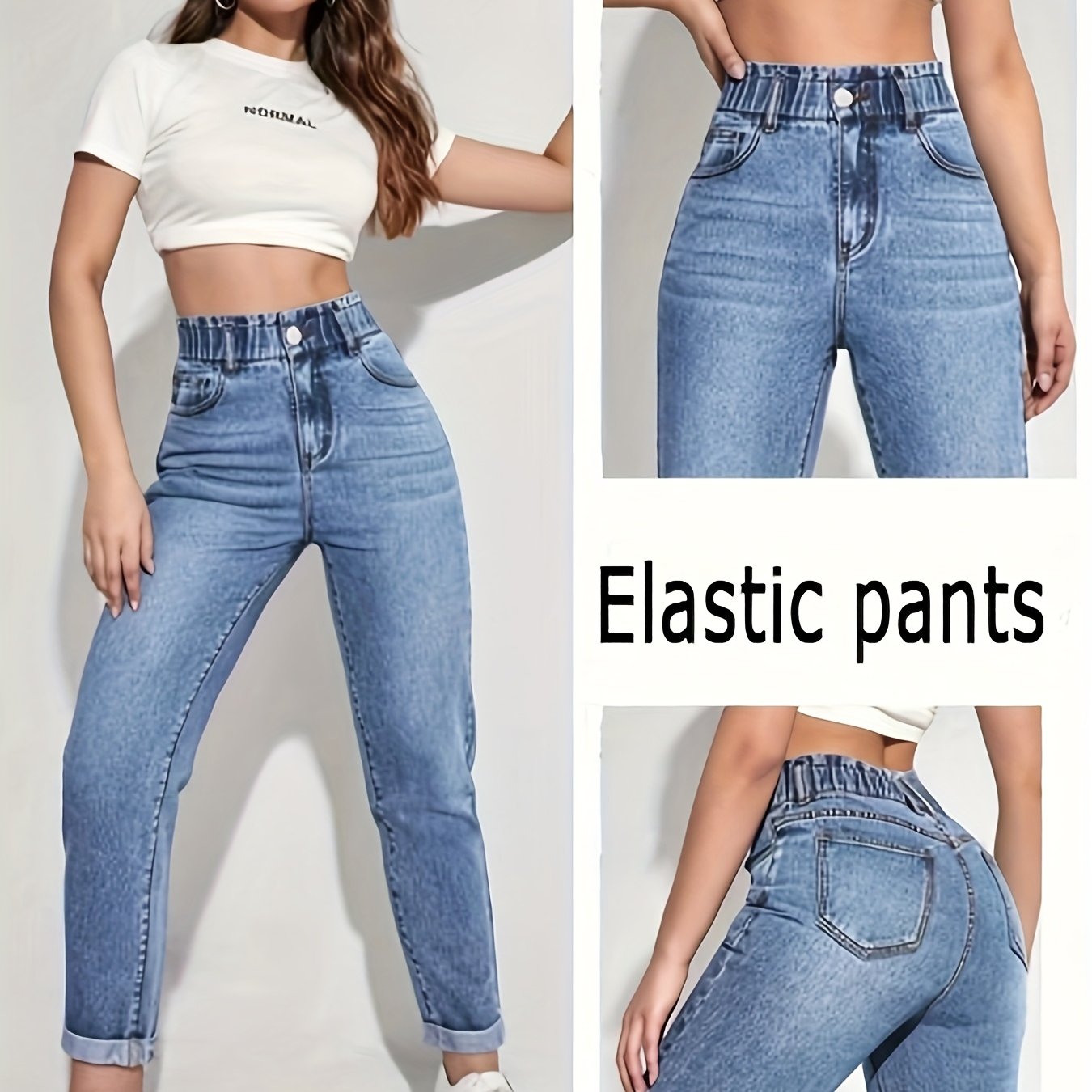 High-Waist Jeans with a Refined Everyday Fit with Denim Look