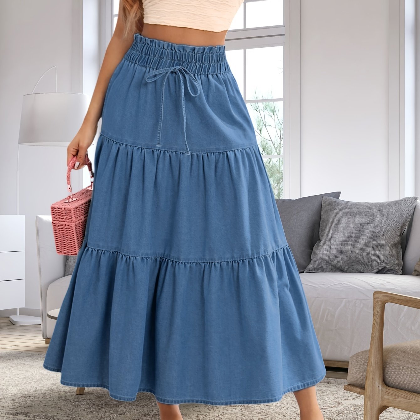 Denim Skirt for Polished Boutique Outfits with Denim Look