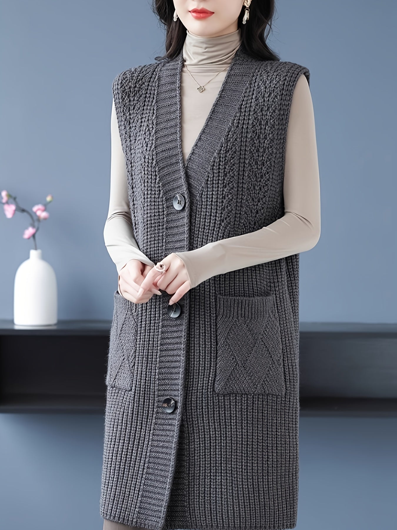 Boutique Button Front Vest for Easy Styling with Sleeveless Cut