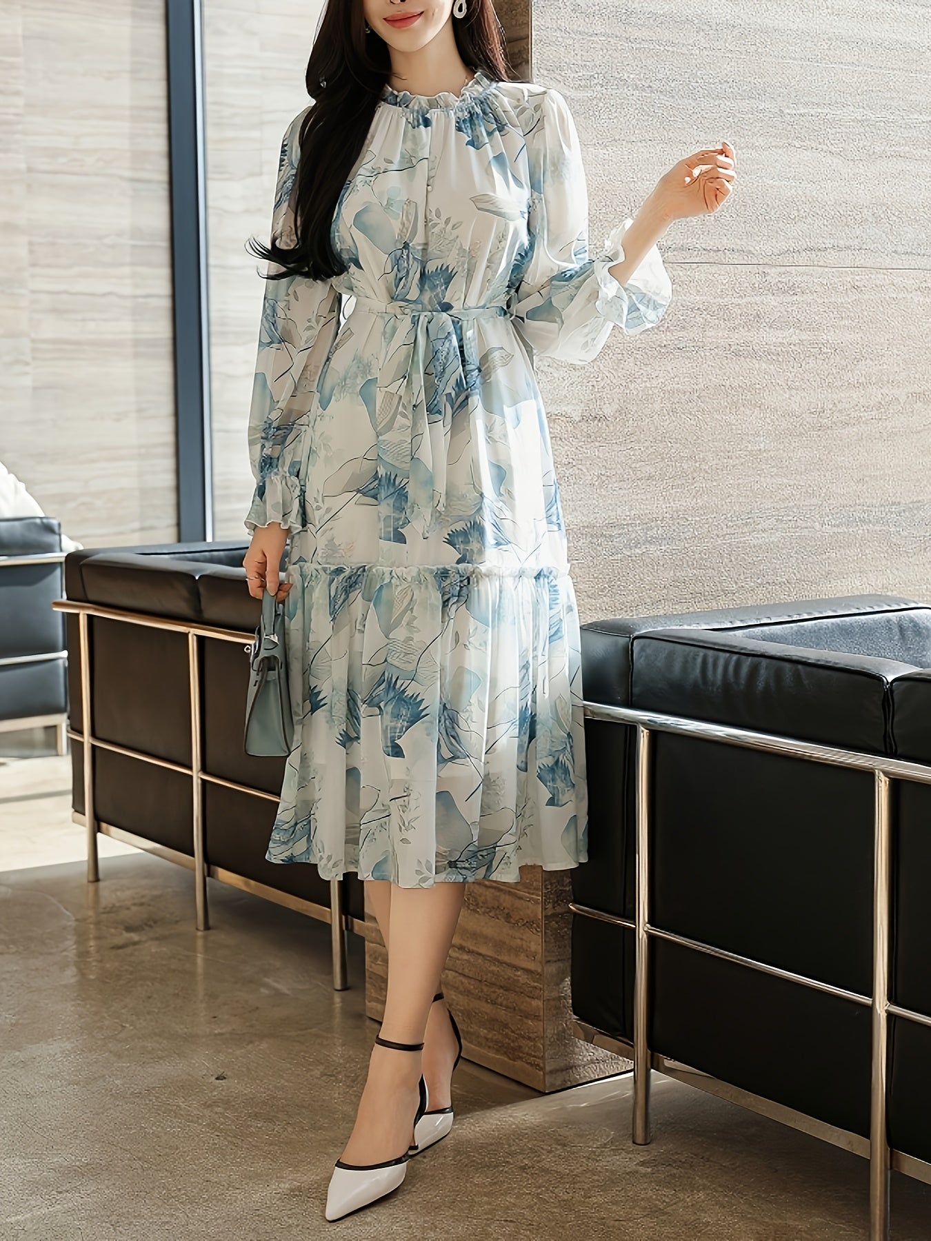 Boutique Floral Midi Dress for Easy Styling with Floral Print
