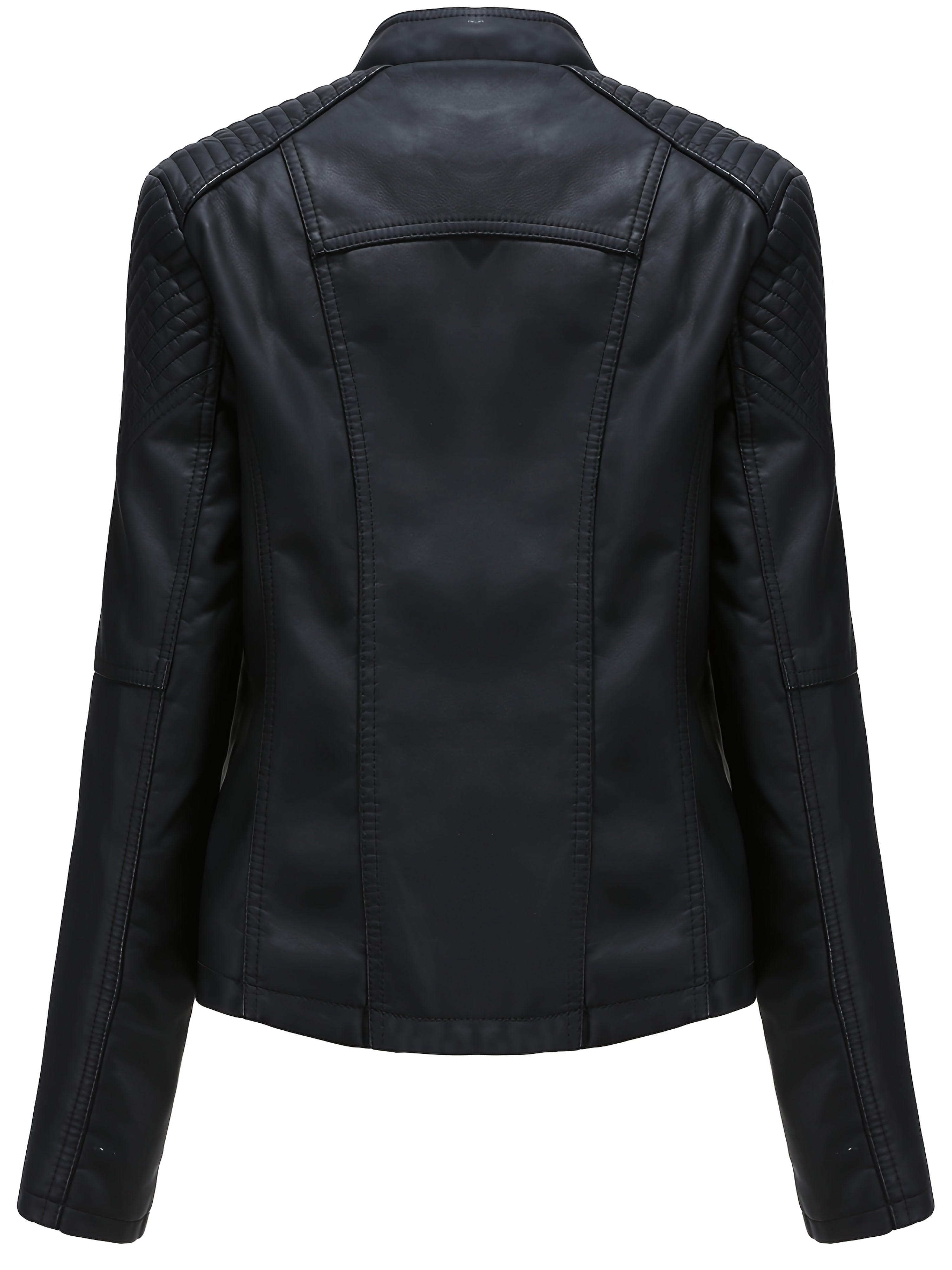 Boutique Faux Leather Moto Jacket for Easy Styling with Practical Pockets