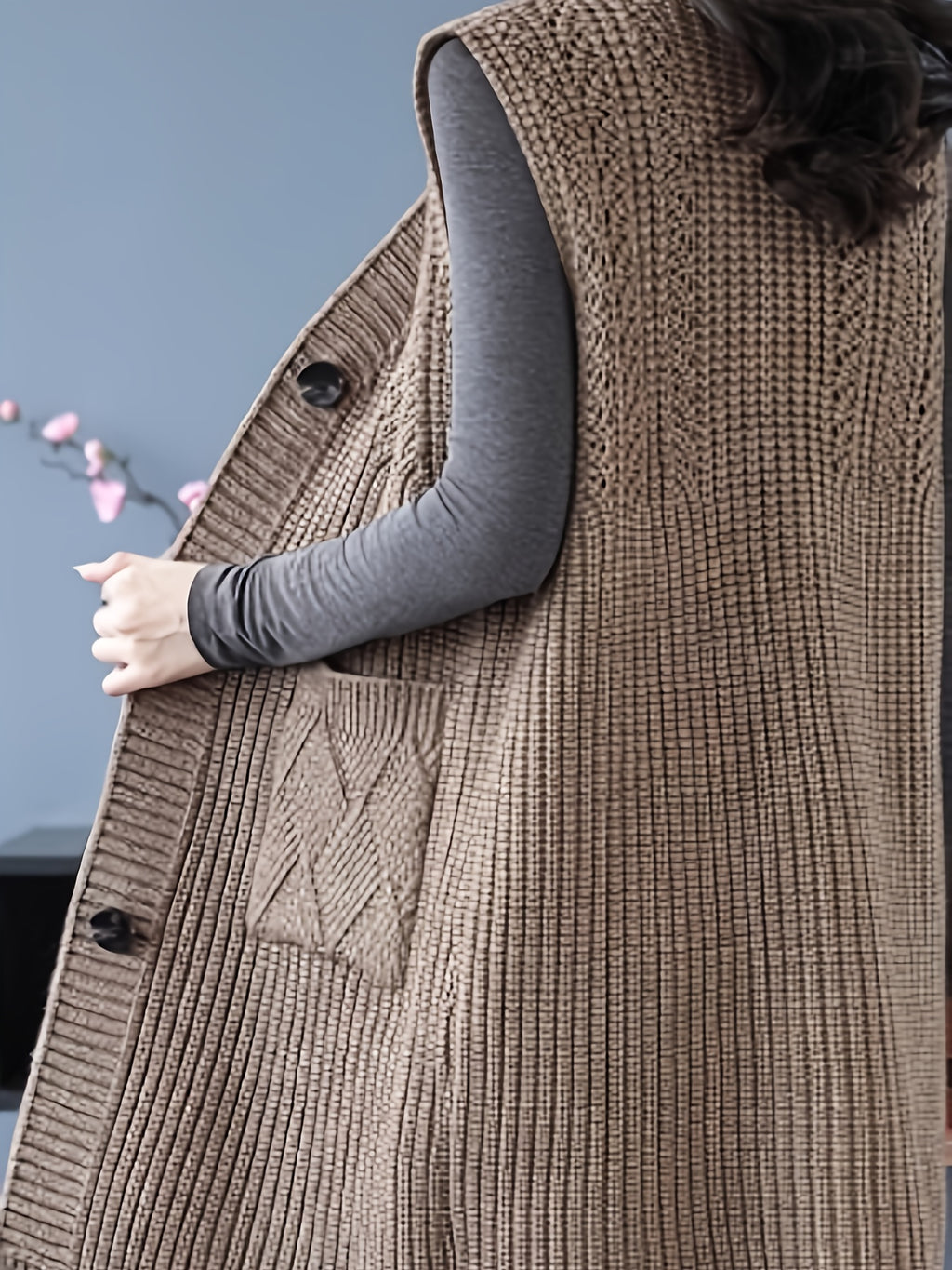 Boutique Button Front Vest for Easy Styling with Sleeveless Cut